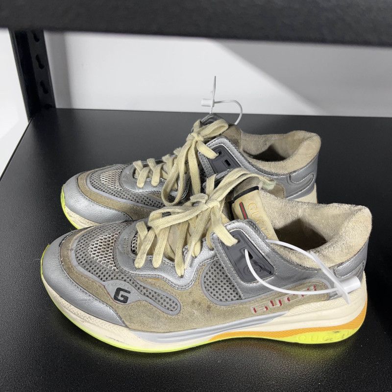 Gucci Gucci Ultrapace Silver Metallic Low-Top Sneakers Size US 6.5 / EU 39-40 - 1 Thumbnail