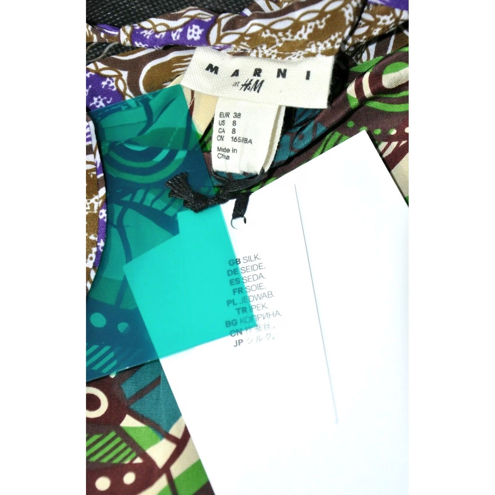 Marni Marni for H&M Silk Dress Pockets US 8 EUR 38 Women Multicolor Long Sleeve Geometric Size M / US 6-8 / IT 42-44 - 7 Thumbnail