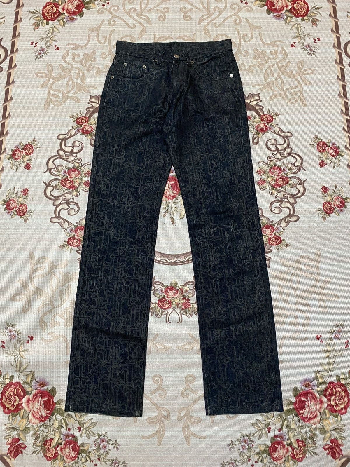 🇯🇵Custom Culture Crossover Print Denim Pants
