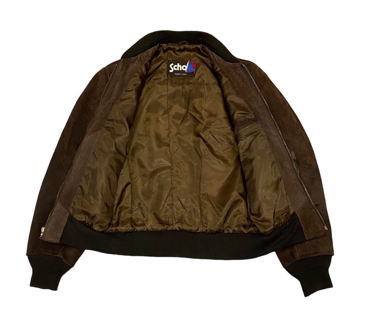 Vintage Schott Suede Leather Bomber Jacket Size 38