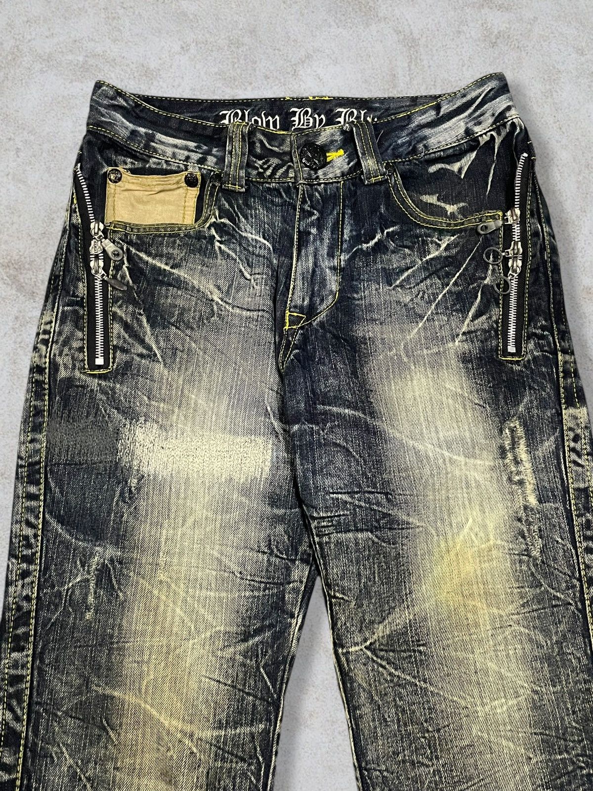 Le Grande Bleu (L.G.B.) Japanese Gothic And Punk Style Rusty Mud Wash Skull Jeans Size US 30 / EU 46 - 2 Thumbnail