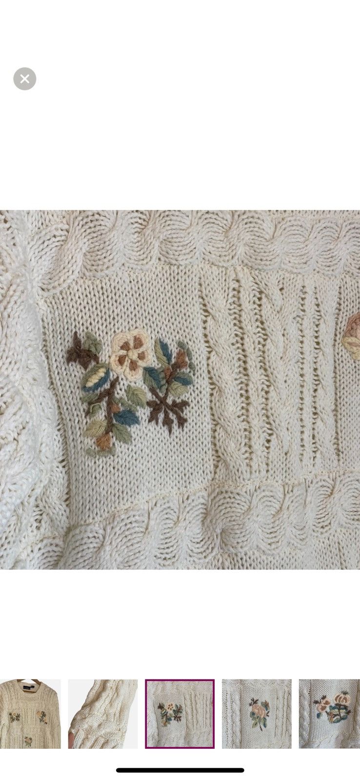 Vintage VTG Cable Knit Sweater Tunic/Dress S Floral Embroidered Size S / US 4 / IT 40 - 4 Thumbnail