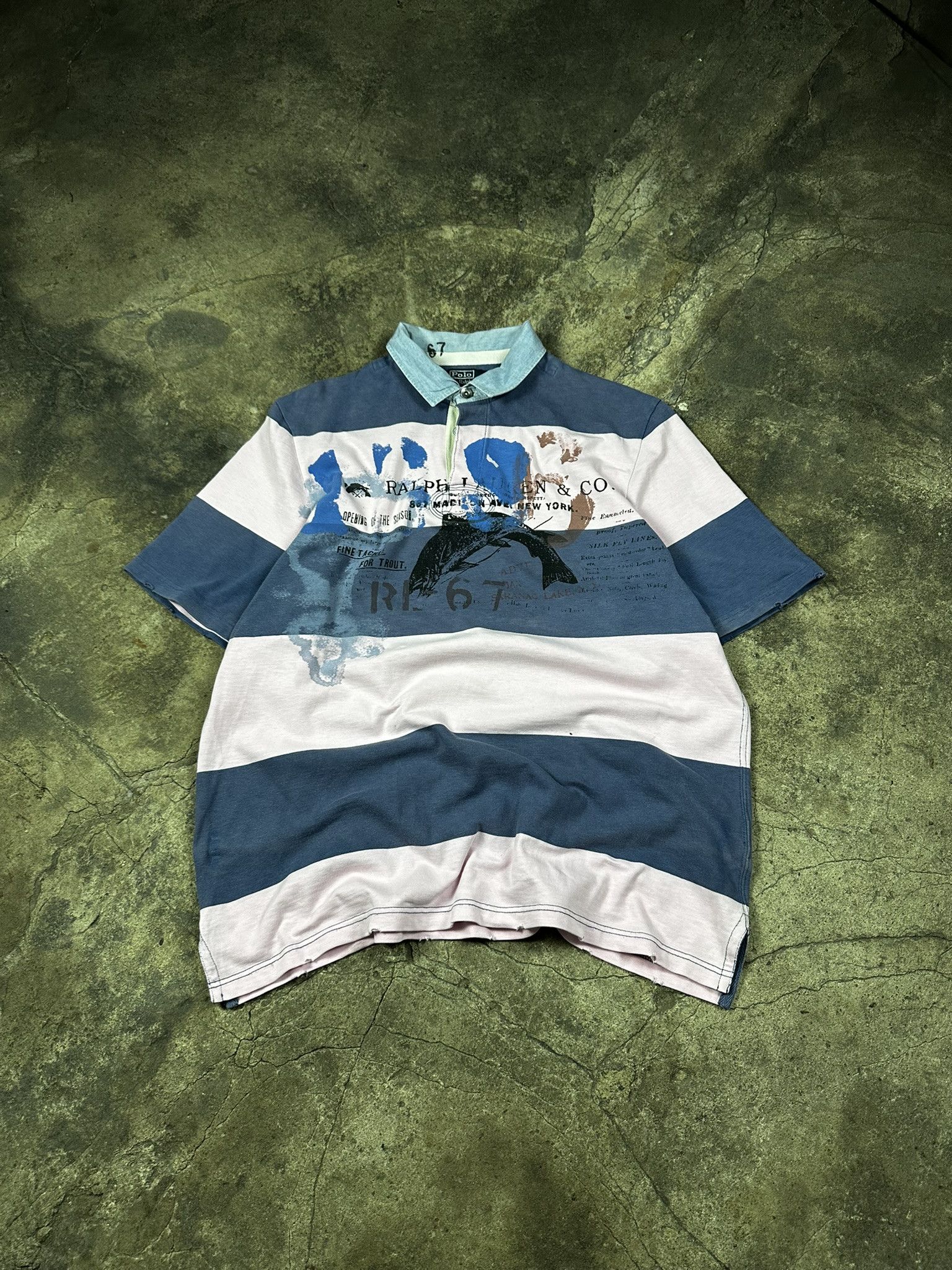 Vintage Polo Ralph Lauren Paint Stripped Rugby Polo Tee