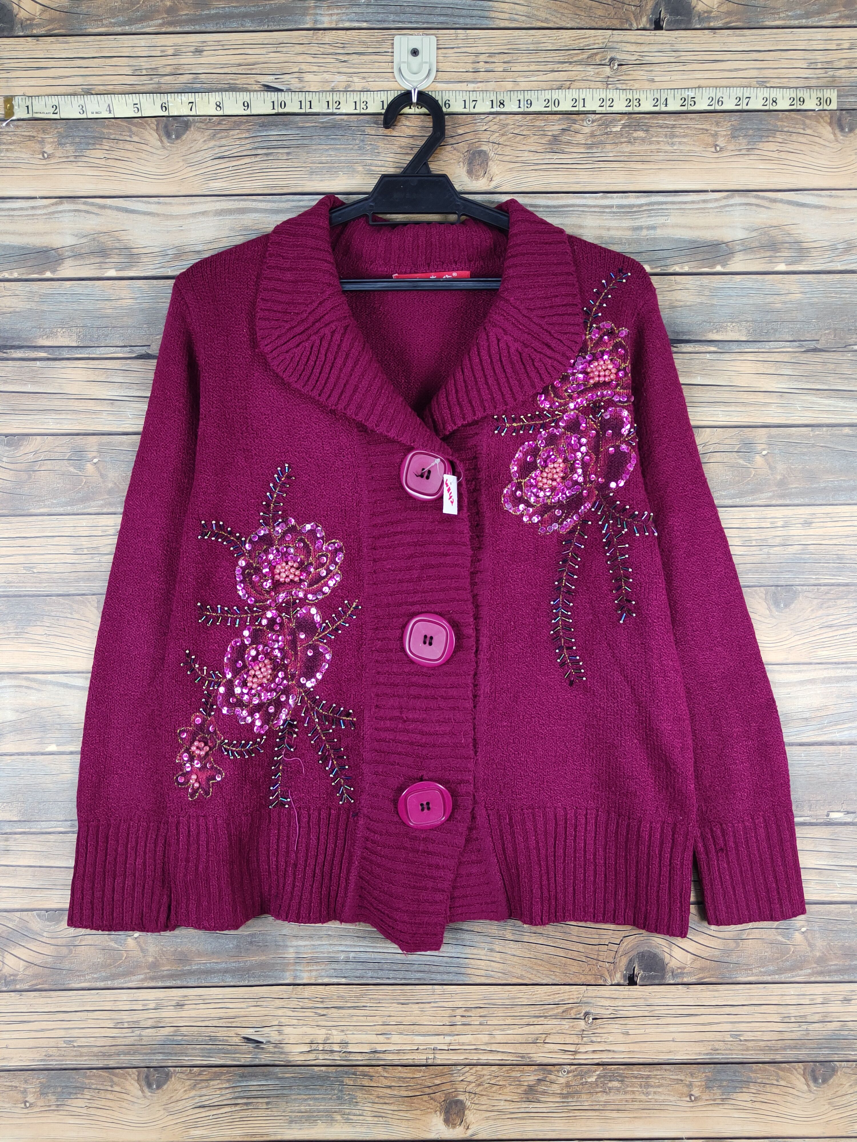 Japanese Brand × Vintage Japanese Brand Purple Knitwear Cardigan #W1142 Size M / US 6-8 / IT 42-44 - 1 Thumbnail
