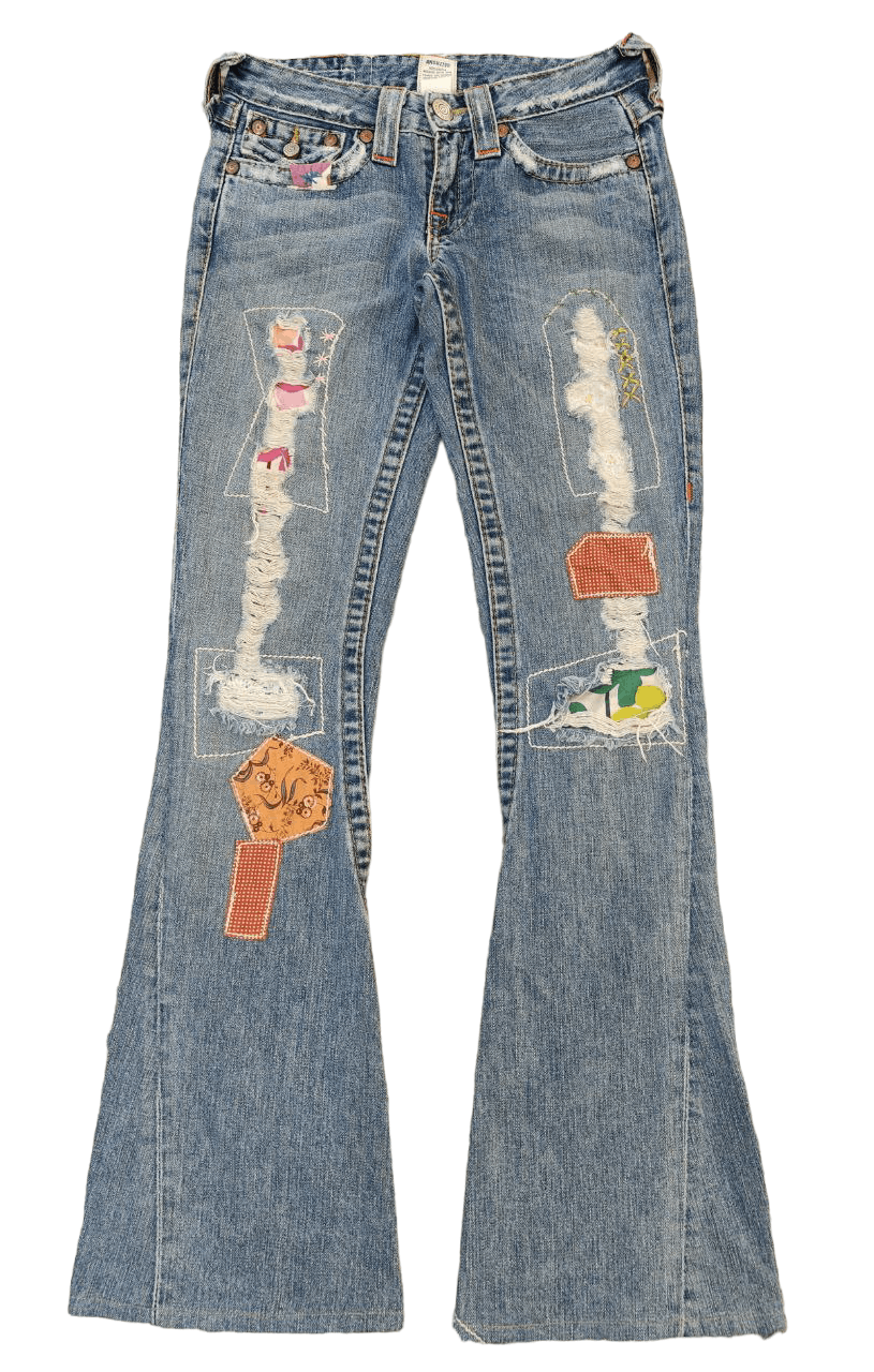 True Religion ❎ Vintage True Religion Patchwork Flare Denim Size 26" / US 2 / IT 38 - 2 Thumbnail