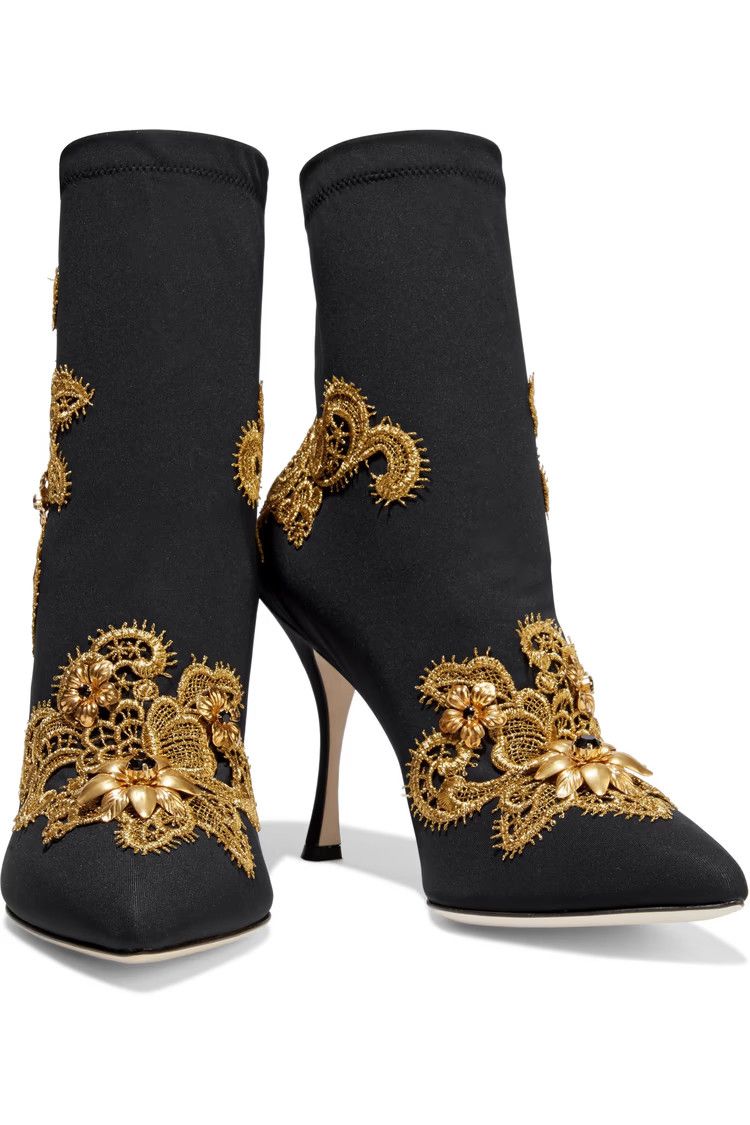 Dolce & Gabbana o1y0825 Sock Ankle Boots in Black/Gold Size US 6 / IT 36 - 4 Thumbnail