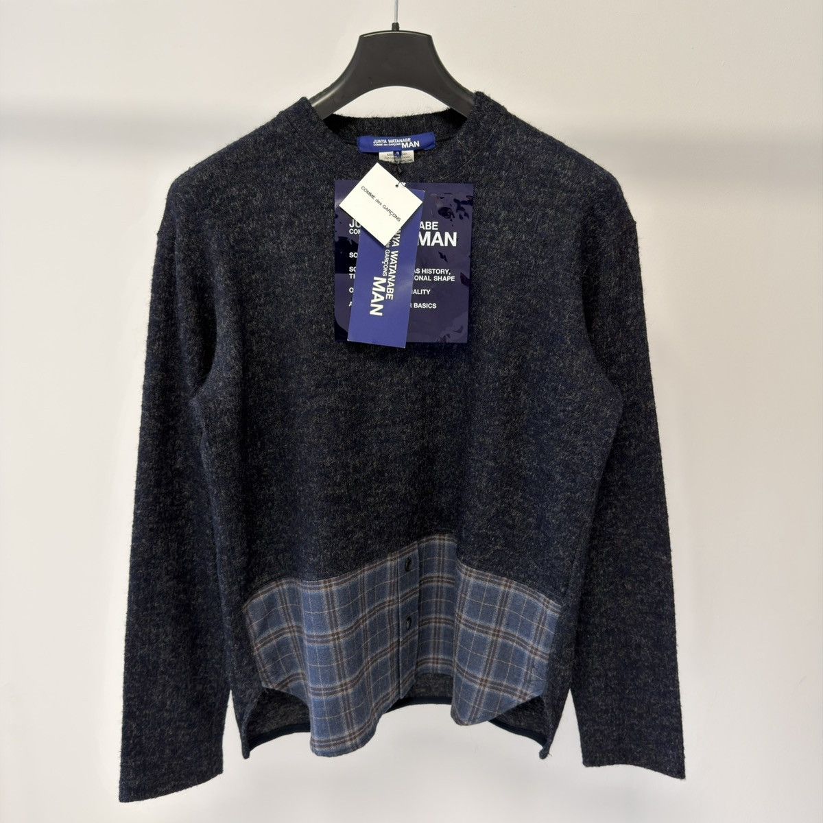Comme des Garcons A/W 19 Hybrid Wool/Flannel Hem Sweater Size US M / EU 48-50 / 2 - 14 Thumbnail