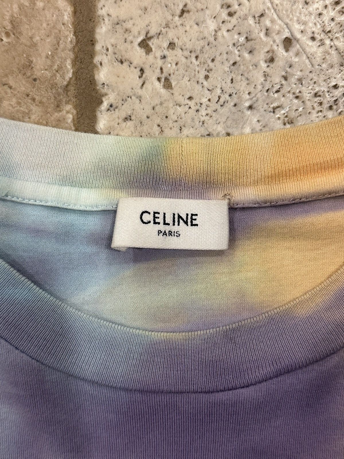 Celine × Hedi Slimane Celine x Hedi Slimane Studded Logo Tie Dye T-Shirt Size US XXL / EU 58 / 5 - 8 Thumbnail