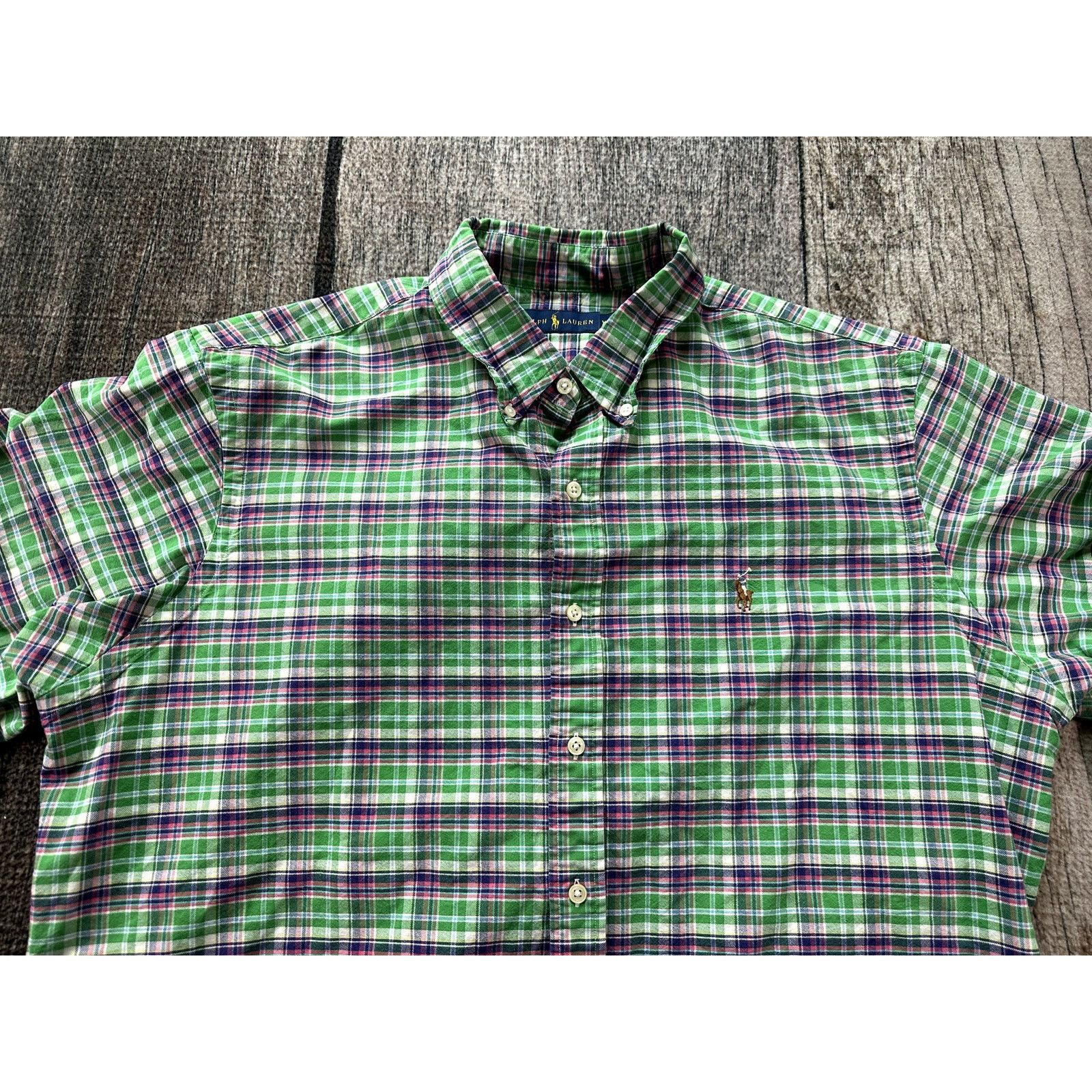Ralph Lauren Ralph Lauren Green Plaid Cotton Shirt XXL Mens Preppy Polo Size US XXL / EU 58 / 5 - 2 Thumbnail