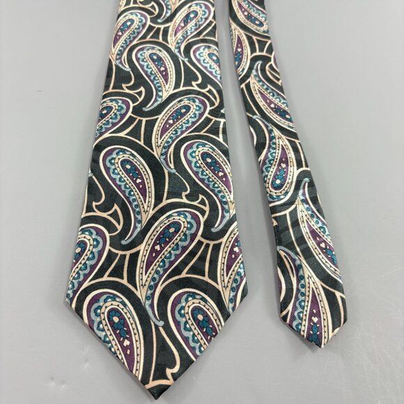 Other Tie Tree Black / Purple Paisley Men's Tie 4" x 60" Vintage Size ONE SIZE - 2 Thumbnail