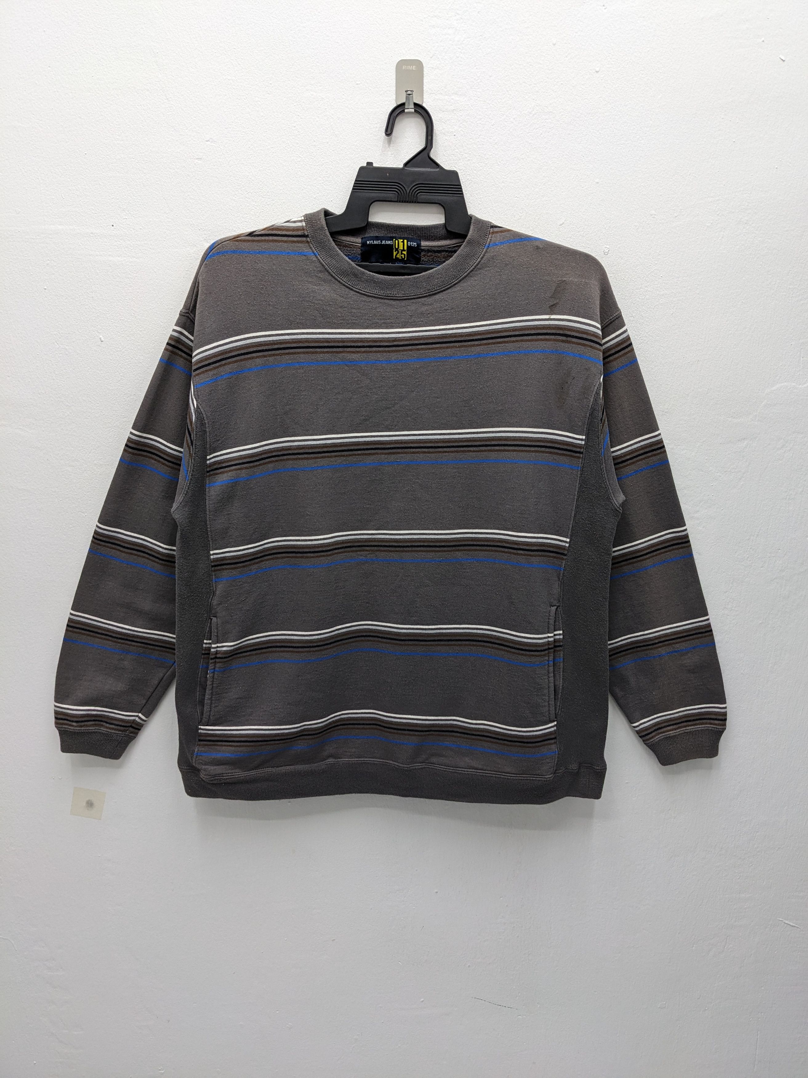 Japanese Brand Vintage NYLAUS JEANS Striped Crewneck Sweatshirt Size US L / EU 52-54 / 3 - 2 Thumbnail