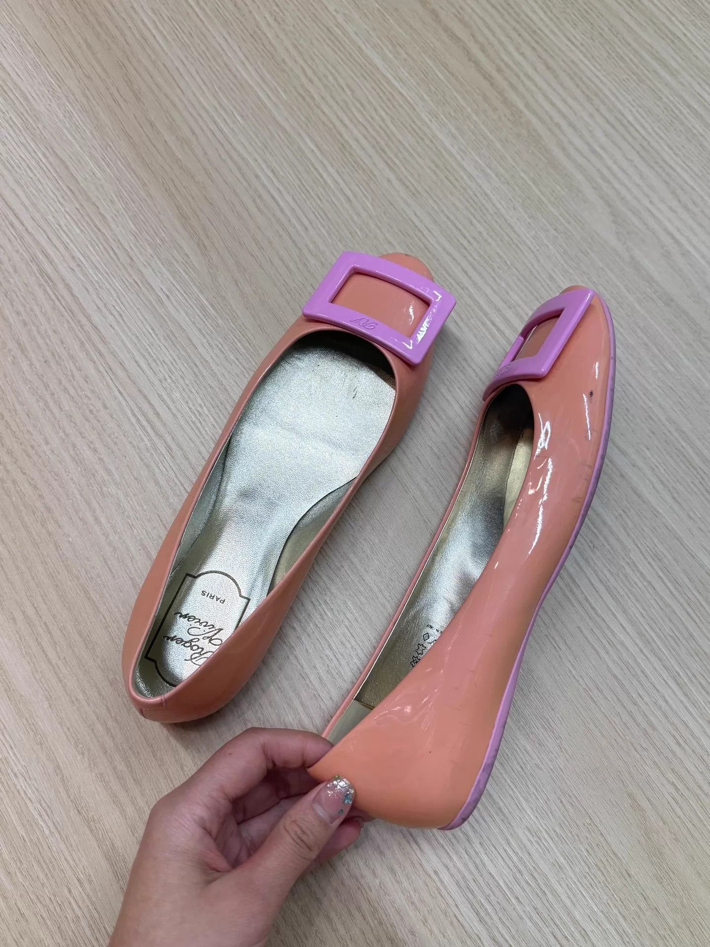 Roger Vivier Roger Vivier Pink Square Buckle Flats 37.5 New Size US 7 / IT 37 - 2 Thumbnail