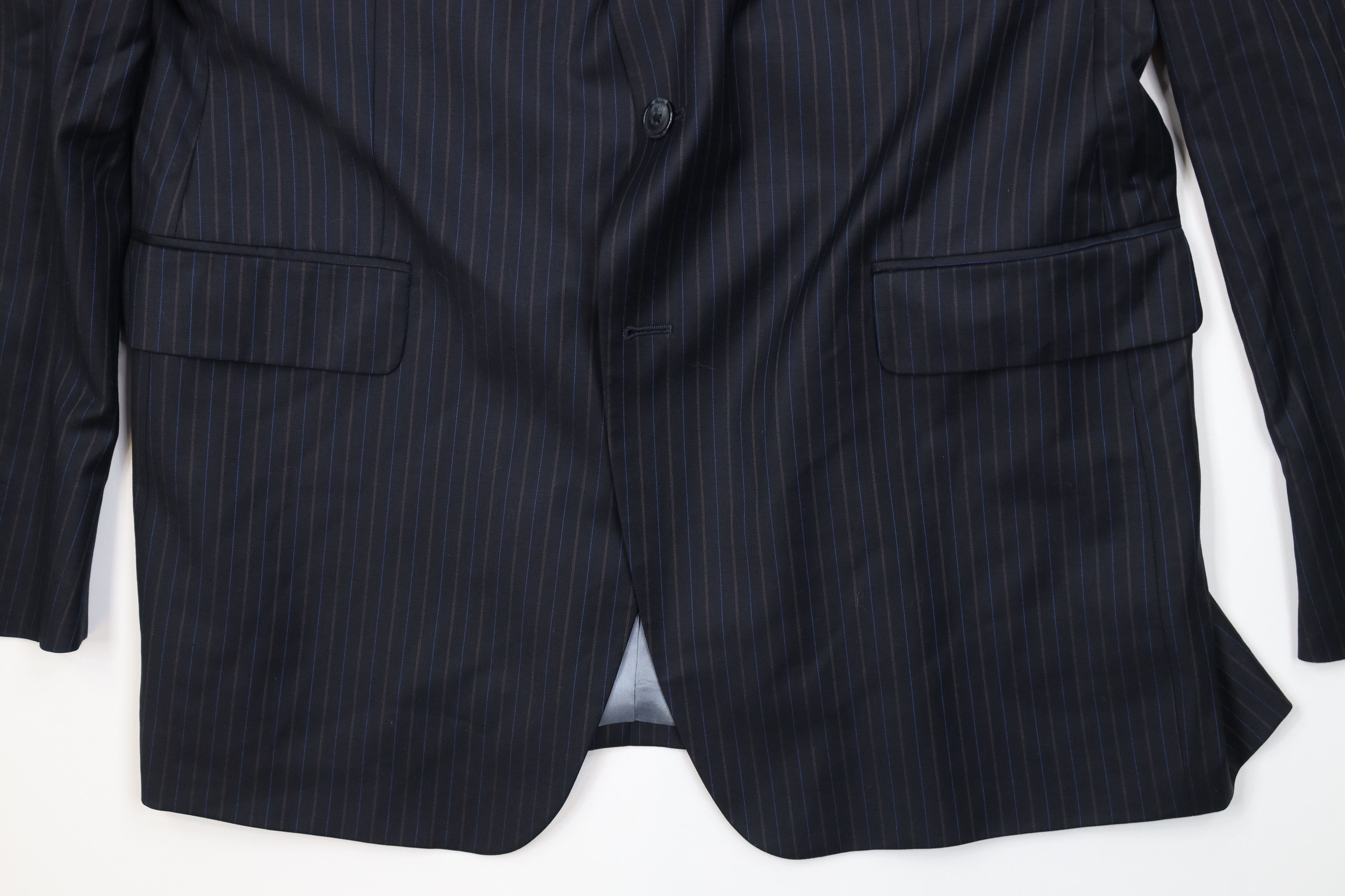 Vintage Vintage Streetwear 2 Piece Super 140s Wool Striped Suit Size 44L - 5 Thumbnail