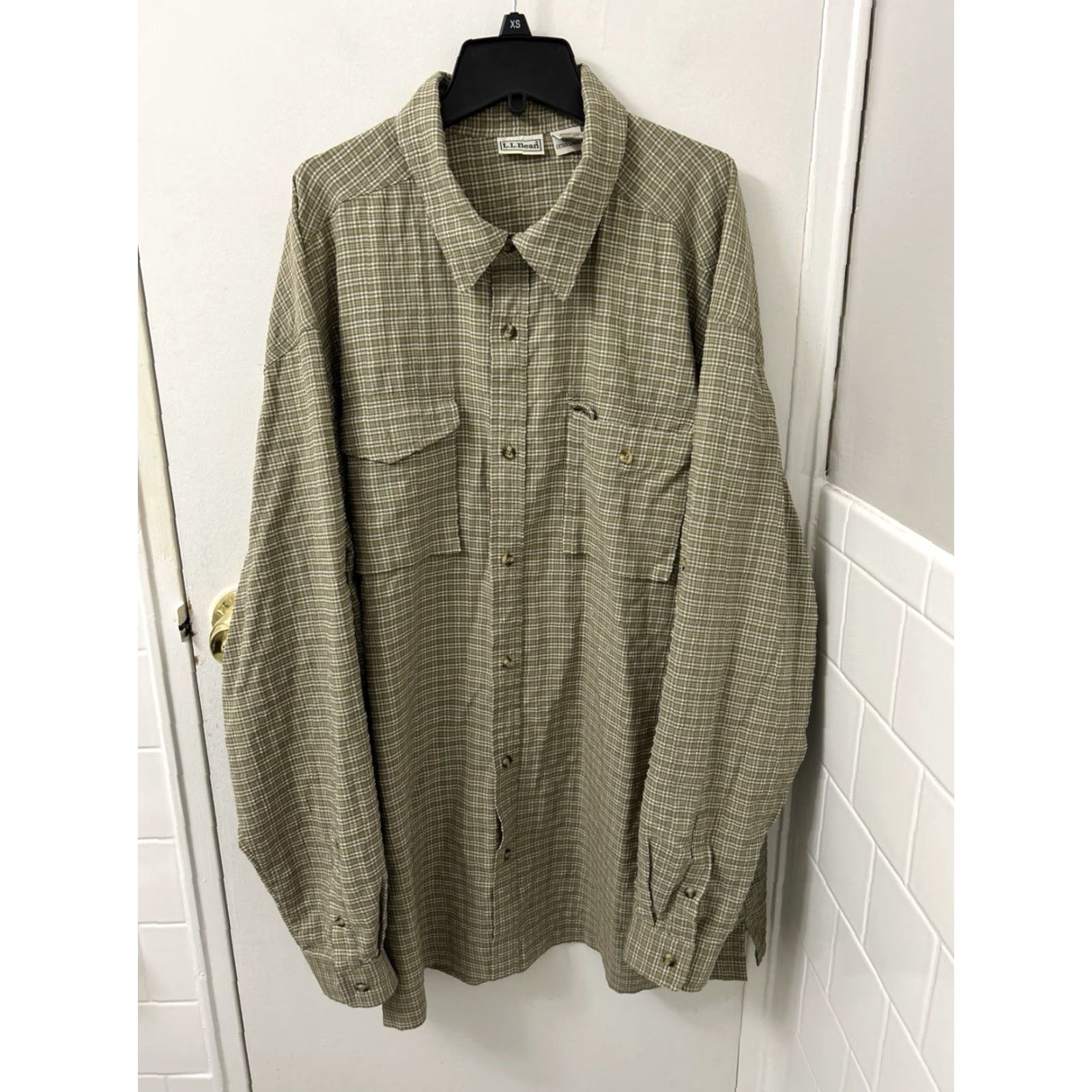 Vintage VINTAGE LL Bean Shirt Mens XL Green Plaid Button Down Pockets Outdoor L/S Knit? Size US XL / EU 56 / 4 - 2 Thumbnail
