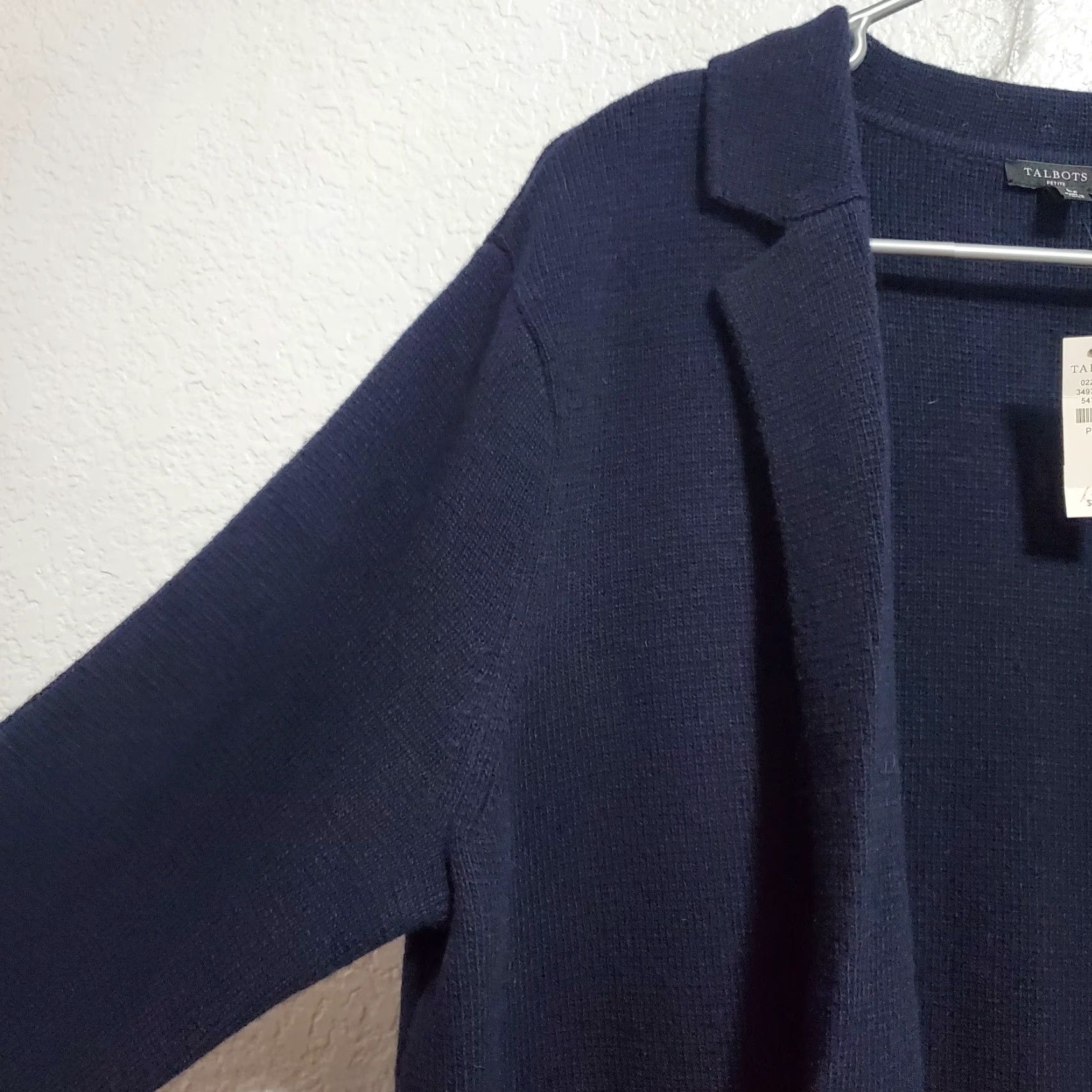 Talbots Talbots Wool Blend Knit Blazer Women Petite Large Navy Blue Open Sweater Jacket Size L / US 10 / IT 46 - 6 Thumbnail