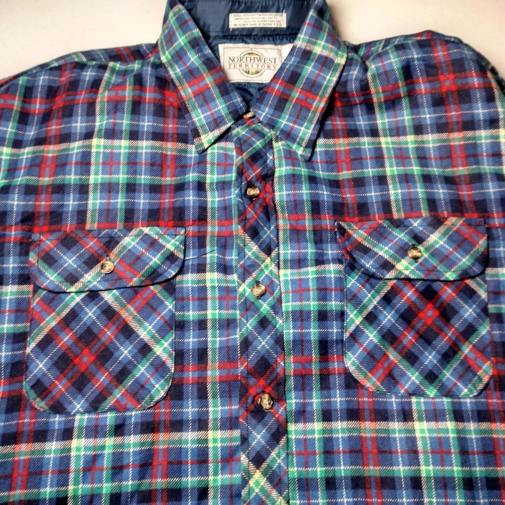 Vintage VINTAGE Northwest Territory Flannel Shirt Jacket Men 2X Quilted Blue Plaid Work Shirt Jacket Quilted Insulated Pockets Button-Up Size US XXL / EU 58 / 5 - 6 Thumbnail