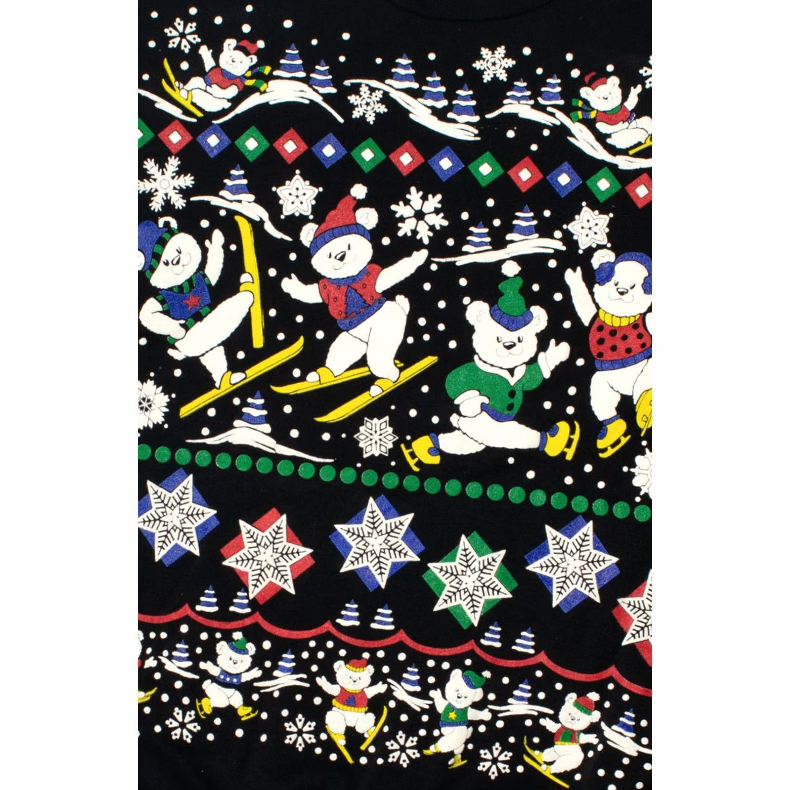 Vintage VINTAGE Ugly Christmas Sweatshirt Skiing & Skating Snow Bears 3X-Large Tee Dees Mens Size XXL / US 16-18 / IT 52-54 - 2 Thumbnail