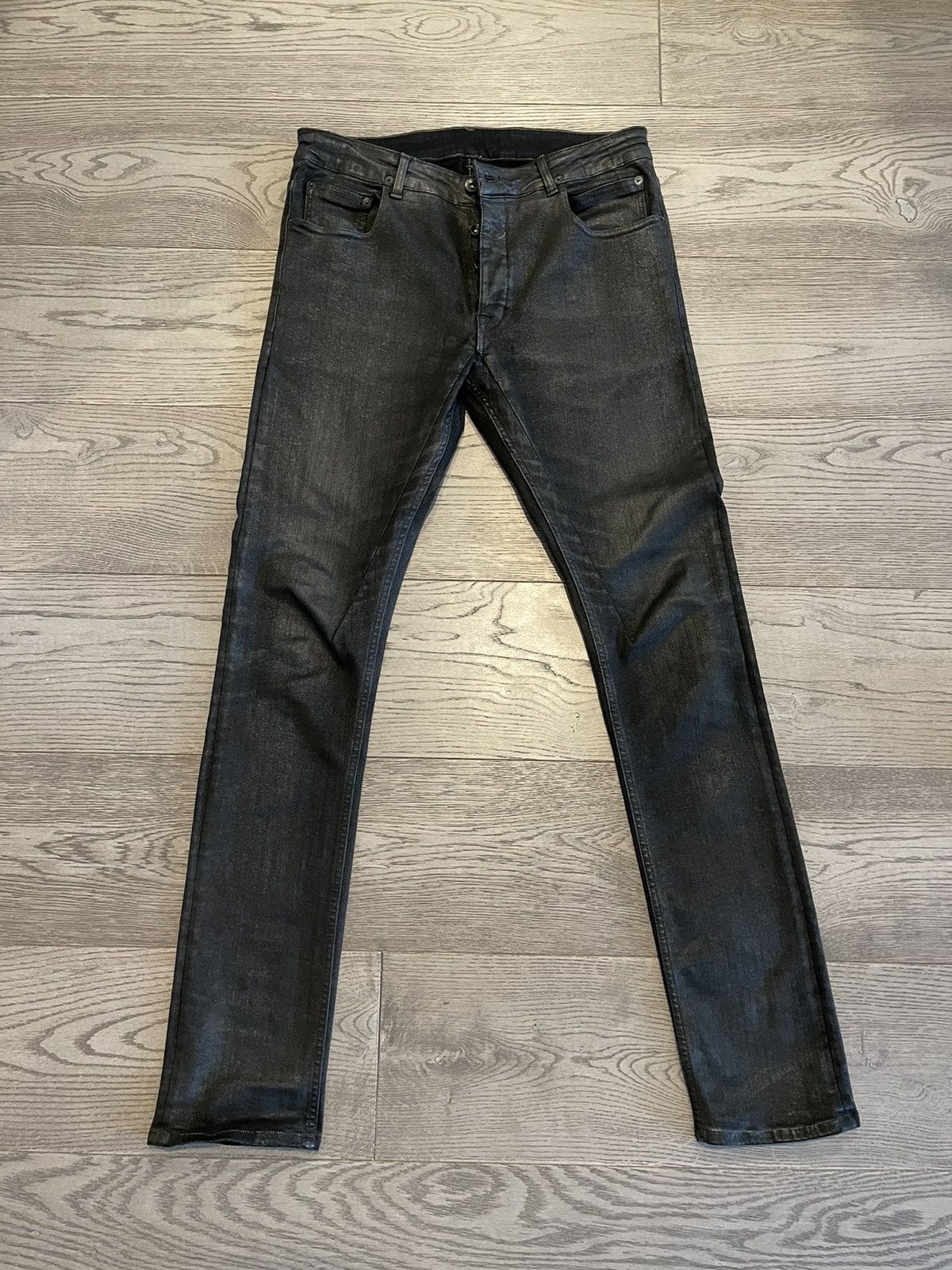 Rick Owens Rick Owens DRKSHDW Black Waxed Detroit Denim Jeans | Grailed