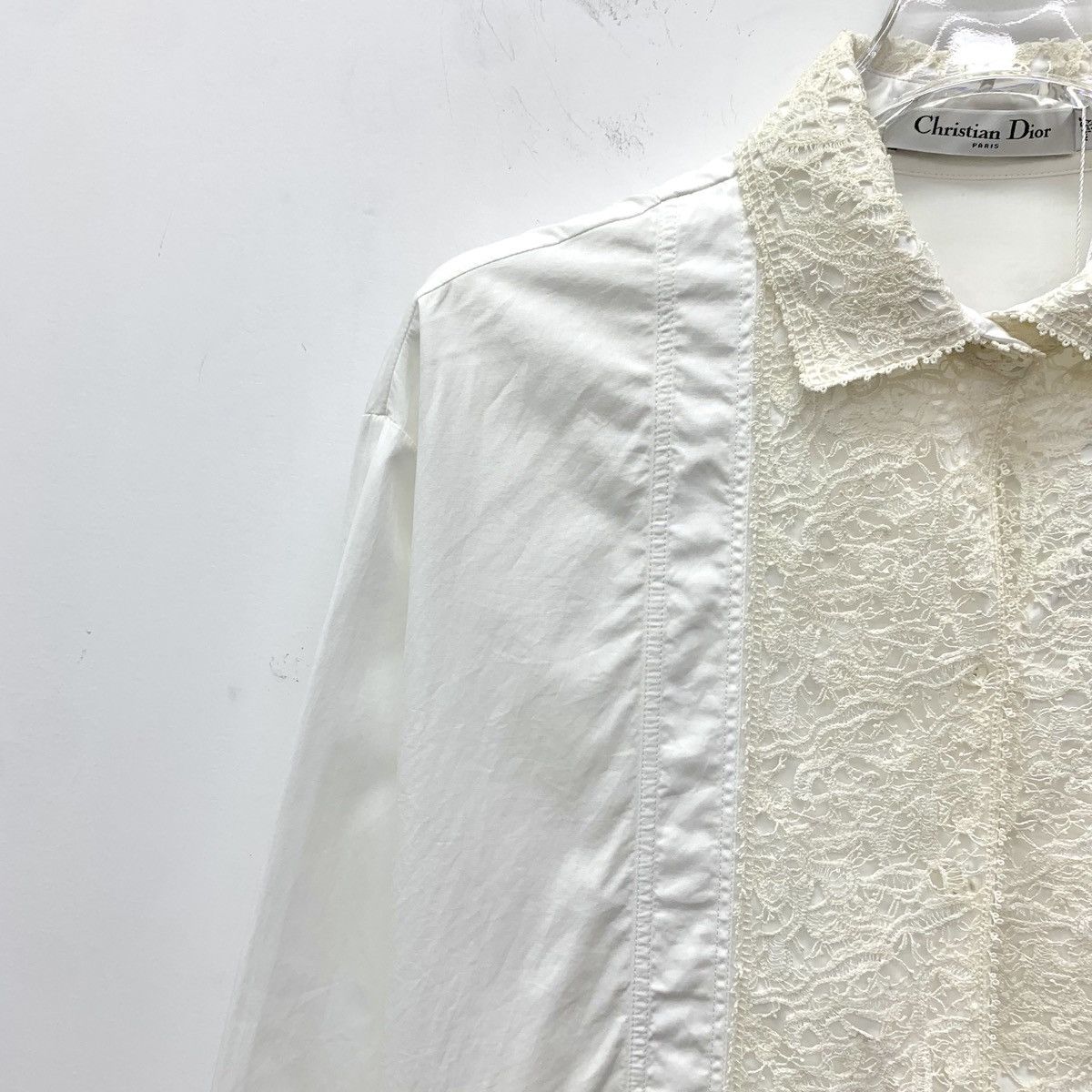 Dior Dior White Lace Long-Sleeved Shirt-style Dress Size XXS / US 00 / IT 34 - 3 Thumbnail