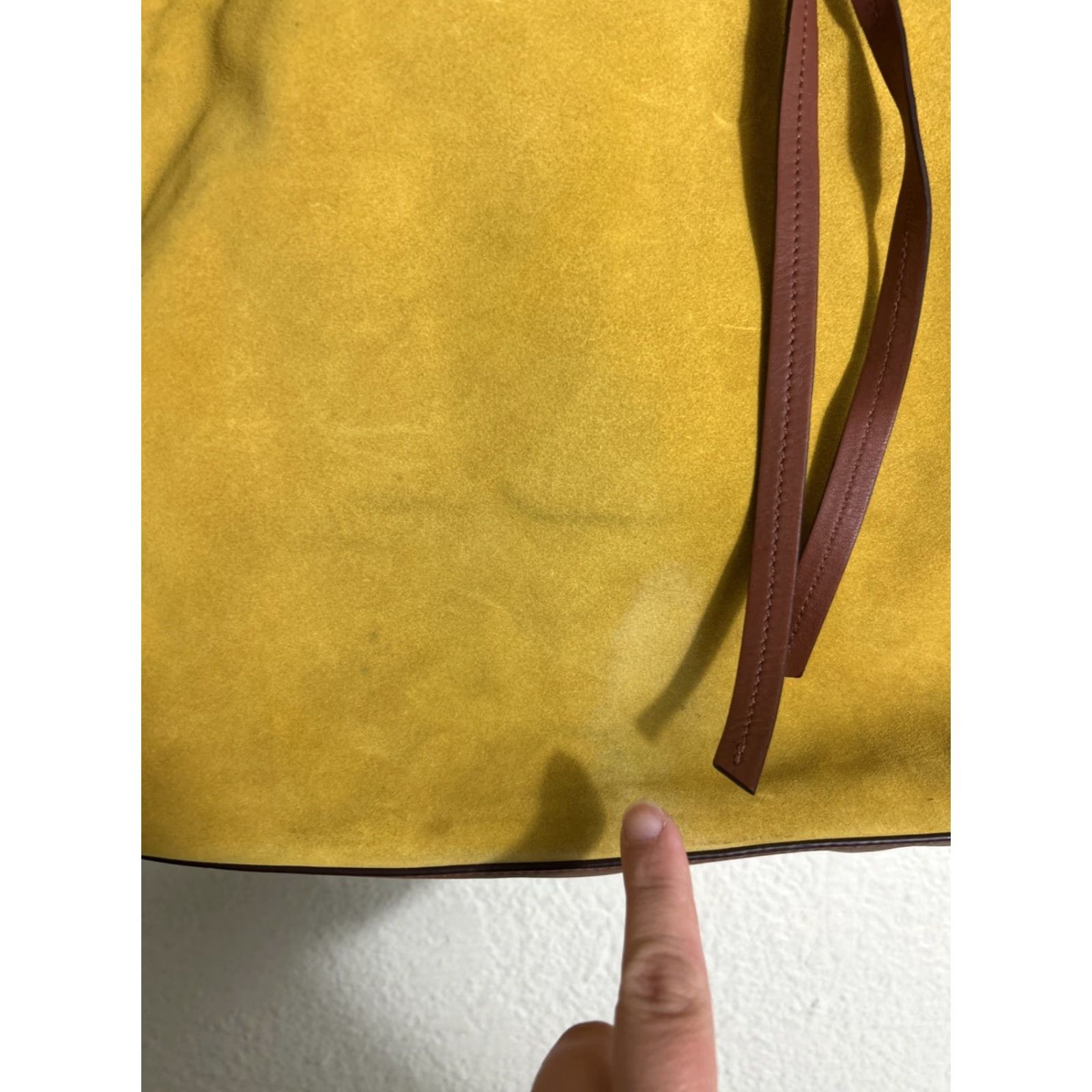 Gerard Darel Gérard Darel Large Brown Leather Tote Bag Yellow Suede 13.5x13x4 Stains Women Tote Size ONE SIZE - 4 Thumbnail