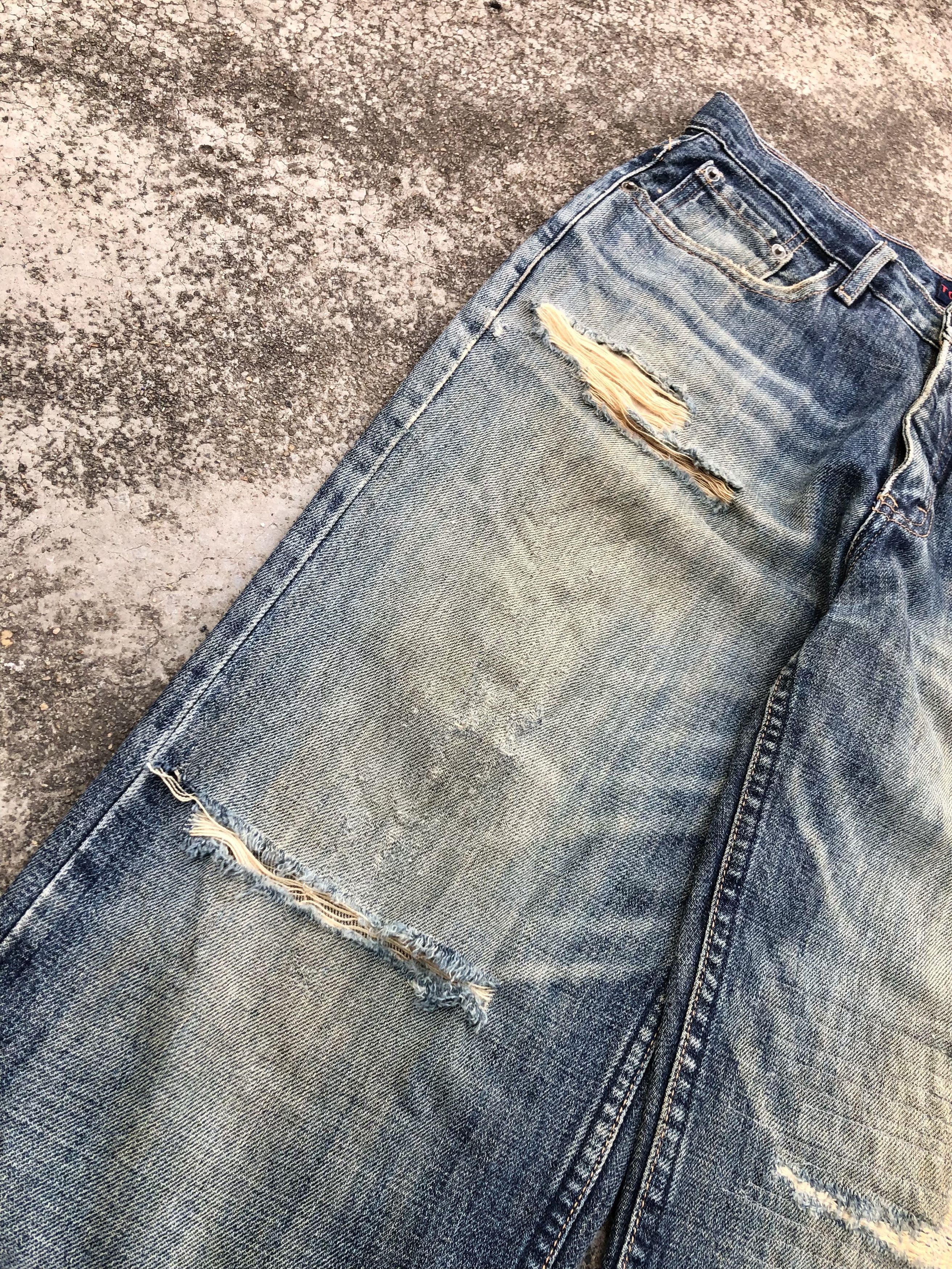 Tommy Hilfiger WIDE LEG TOMMY JEANS DISTRESSED DENIM Size US 31 - 12 Thumbnail