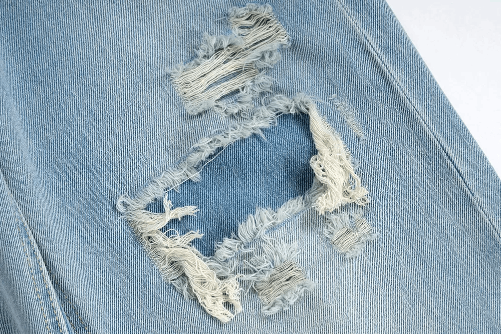 Jean × Vintage Heavy Washed Faded Blue Ripped Baggy jeans Size US 34 / EU 50 - 8 Thumbnail
