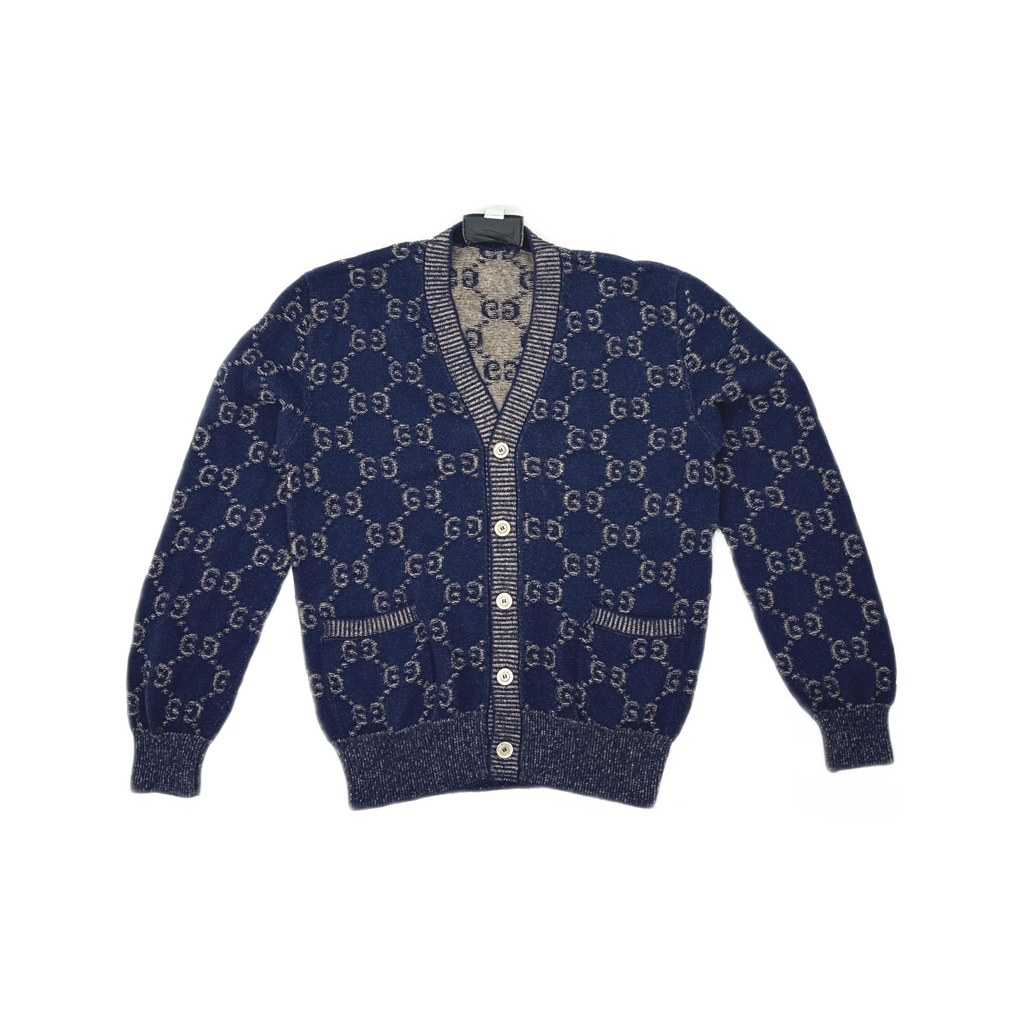 Gucci Gucci Navy Cable Knit Oversized Cardigan Sweater | Grailed