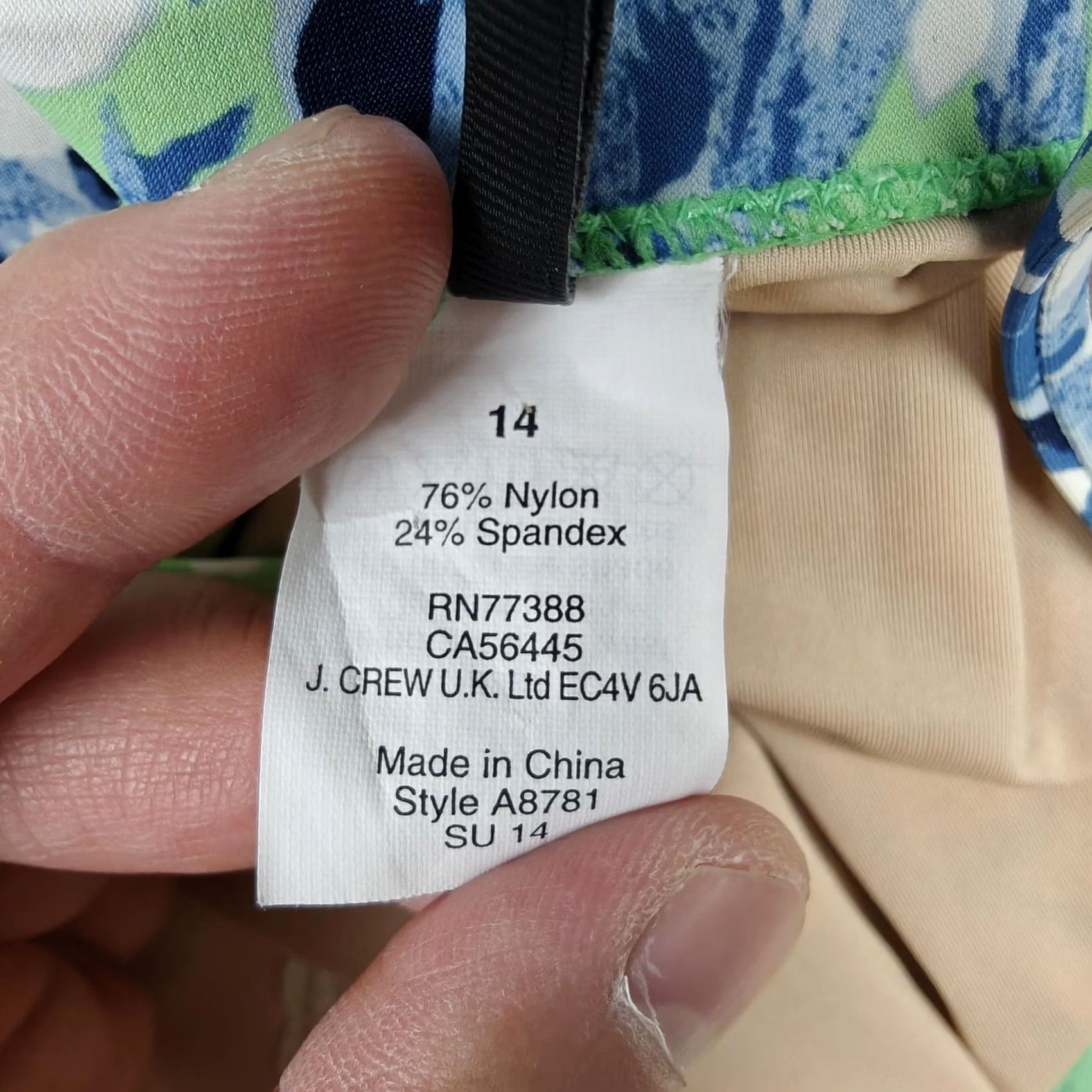 J.Crew J.Crew Womens 14 Green Floral One Piece Padded Spaghetti Straps A8781 Size ONE SIZE - 4 Thumbnail