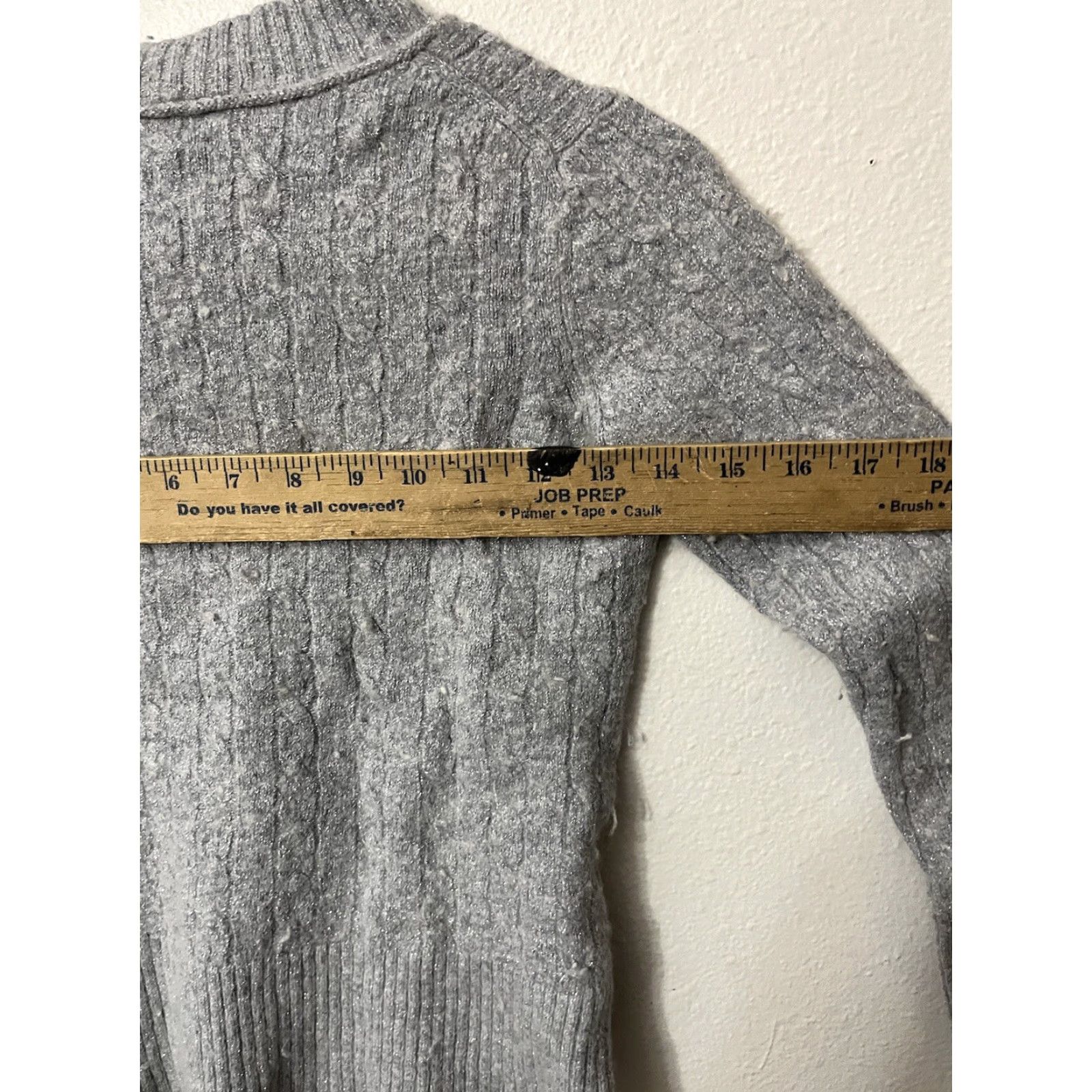 Loft Ann Taylor LOFT Long Sleeve V-neck Sweater Gray Wool Size L Shrunk Women Size L / US 10 / IT 46 - 5 Thumbnail