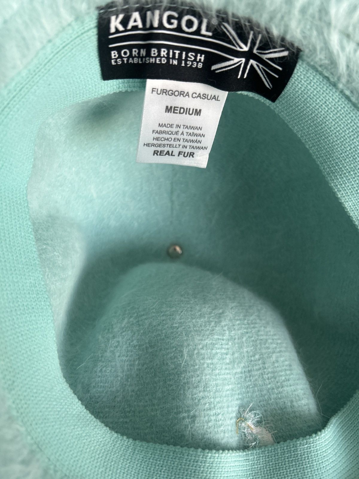 Kangol light blue fluffy bucket hat