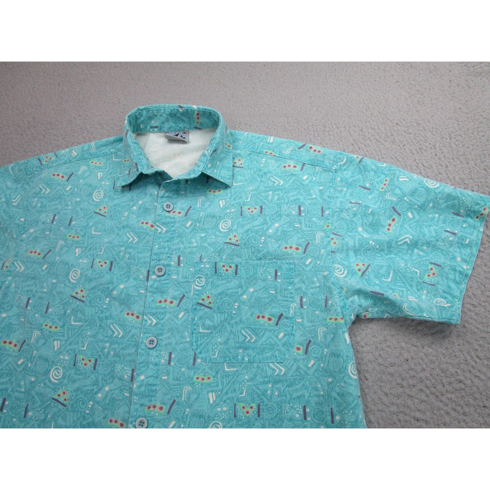Rusty VINTAGE Rusty Shirt Men L Teal Button-Up 90s Geometric Surf Print Short Sleeve Pocketed Button-Front Size US L / EU 52-54 / 3 - 2 Thumbnail