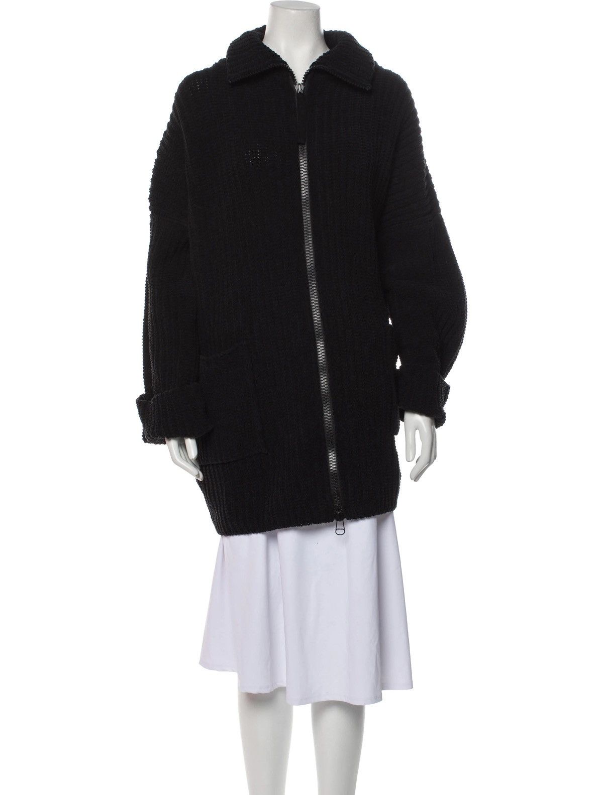 Annette Gortz Annette Gortz Faux Fur Jacket Knit Zip Cardigan Sweater Size L / US 10 / IT 46 - 2 Thumbnail
