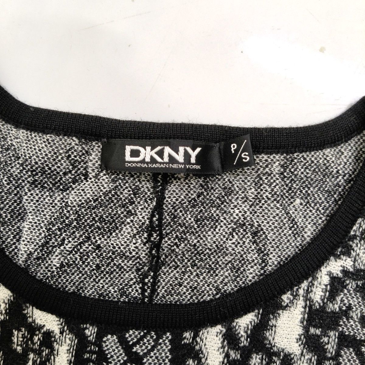 DKNY DKNY Black White Patterned Knit Long Sleeve Dress Size S / US 4 / IT 40 - 11 Thumbnail