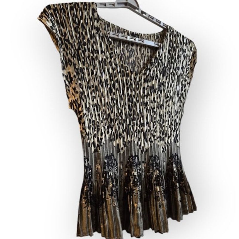 Other Milano Women’s 3X Animal Print Pleated Hem Sleeveless Top Size 3XL / US 20-22 - 3 Thumbnail