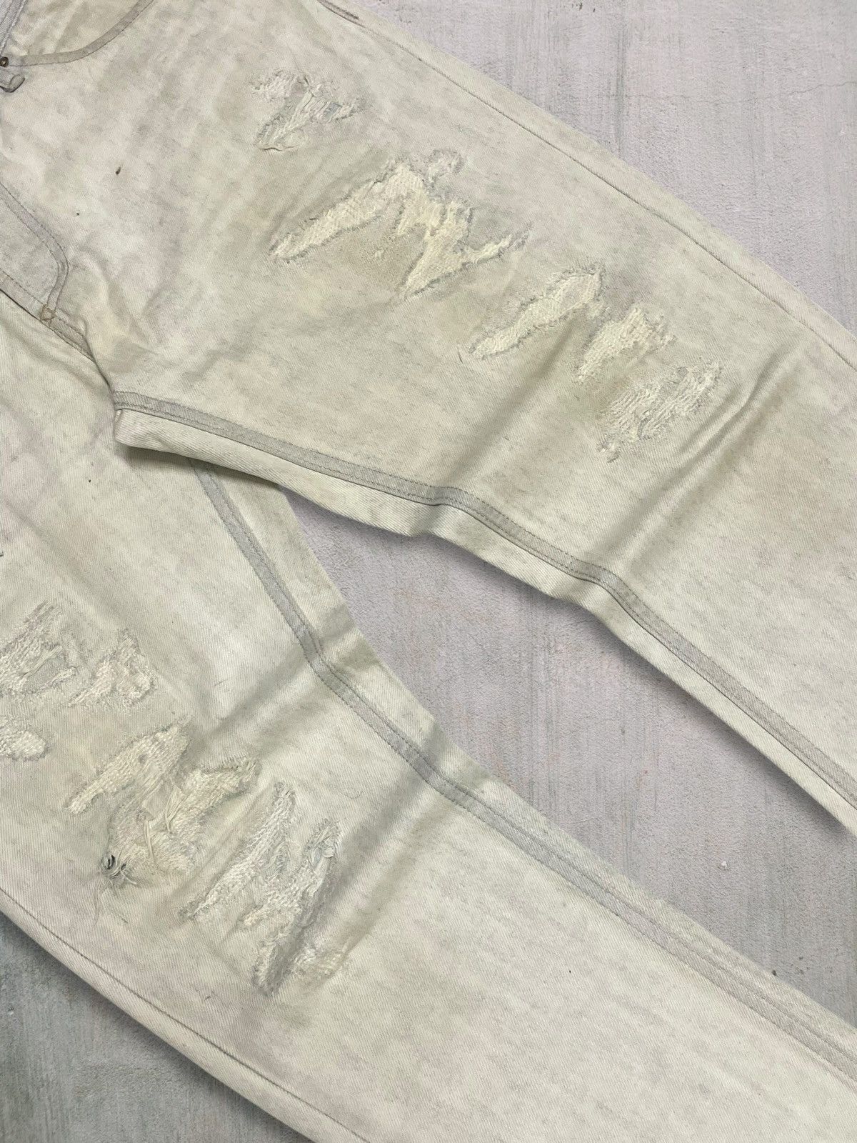 KOJIMA GENES Japanese Denim E Jeans by Kojima Ripped Punk Style Designer Size US 33 - 5 Thumbnail