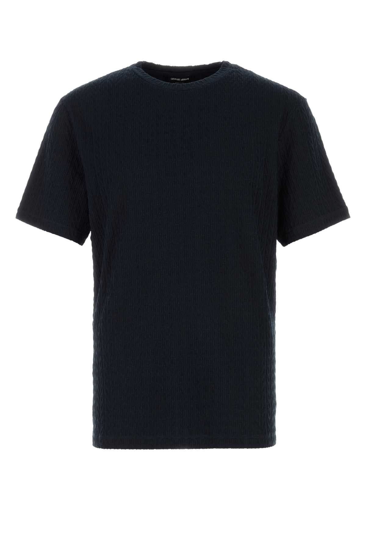 Giorgio Armani Midnight Blue Stretch Viscose Blend T-Shirt Size US L / EU 52-54 / 3 - 1 Thumbnail