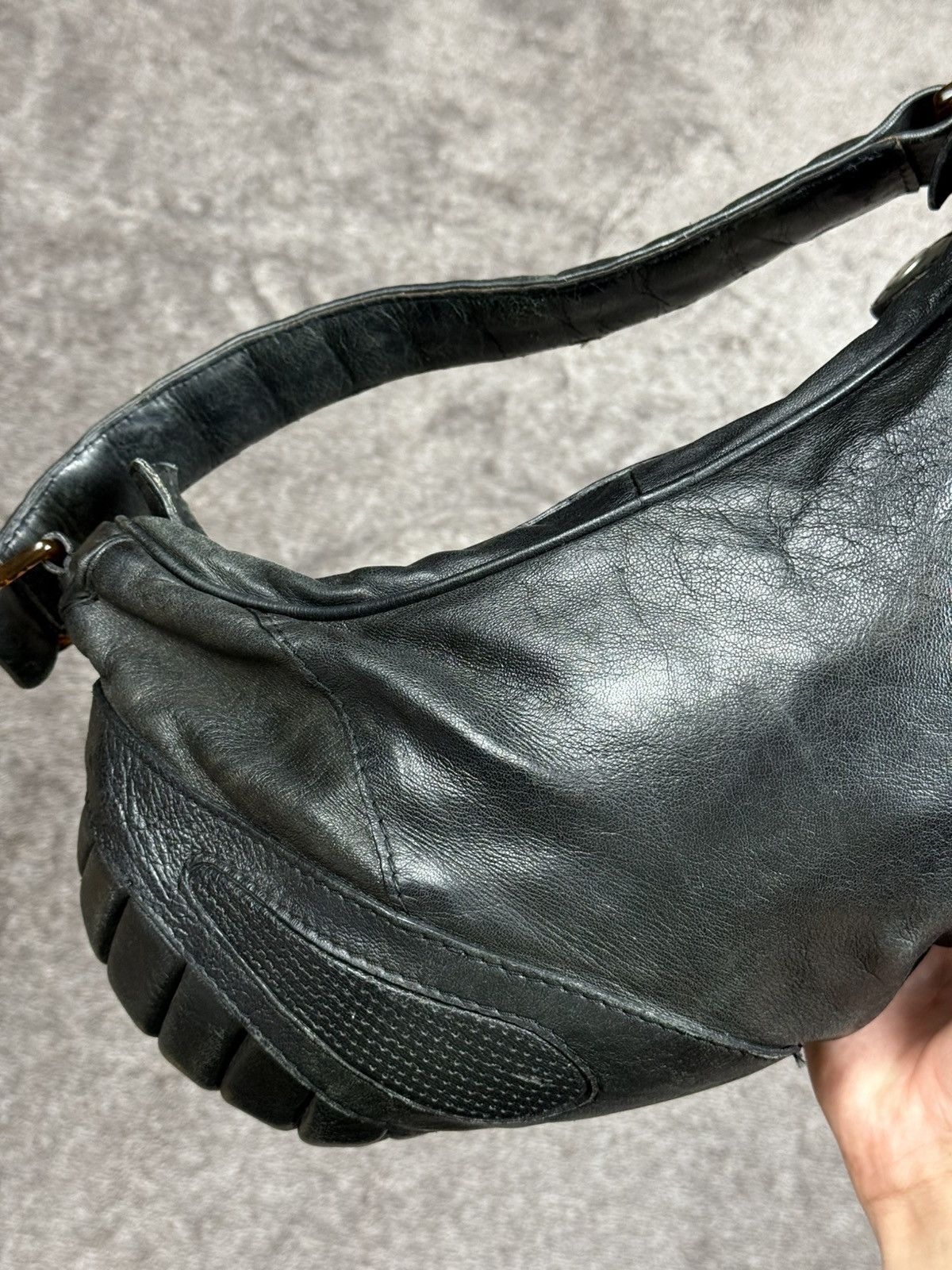 Diesel Vintage Diesel Black Leather Biker Shoulder Bag Size ONE SIZE - 7 Thumbnail