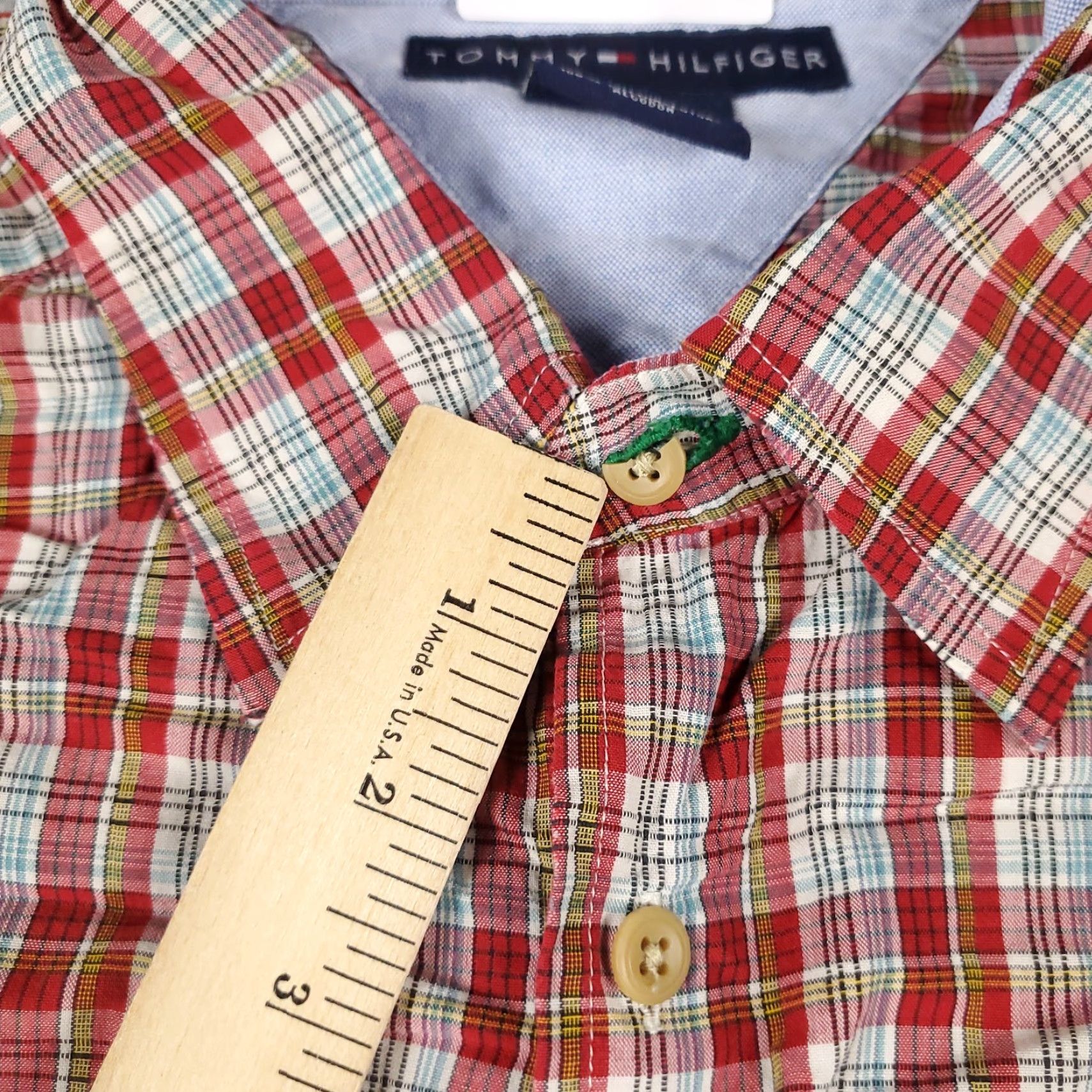 Tommy Hilfiger Tommy Hilfiger Shirt Mens Large Red Plaid Short Sleeve Button Up Casual Cotton Classic American Preppy Size US L / EU 52-54 / 3 - 3 Thumbnail