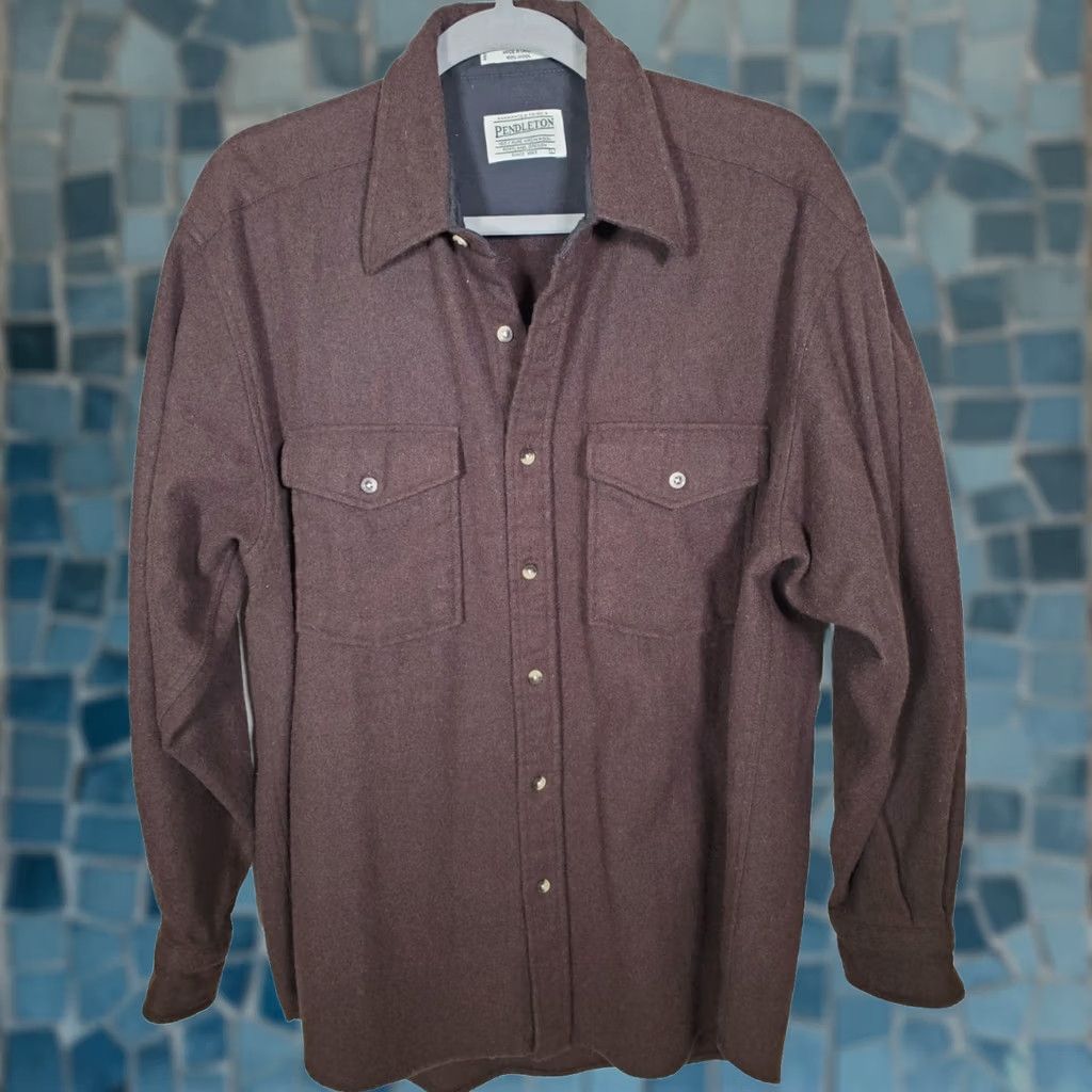 Pendleton VINTAGE Pendleton Outdoor Shirt Wool Flannel Button-Up Brown Men's L Size US L / EU 52-54 / 3 - 1 Thumbnail