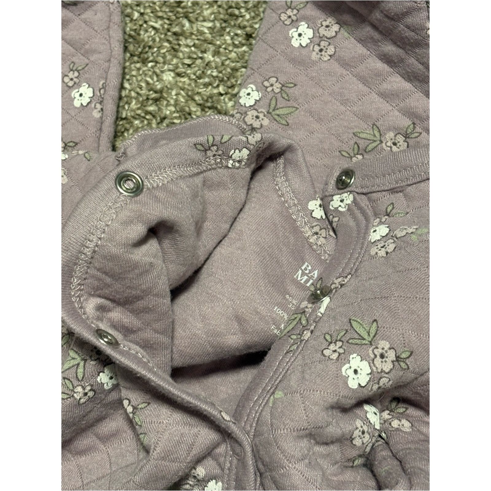 Badgley Mischka (Badgley Mischka) Quilted Purple Floral Romper:Size 0-3Month Size ONE SIZE - 5 Thumbnail