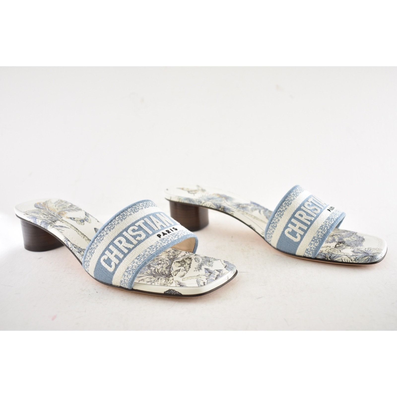 Dior Christian Dior Dway Heeled Slide Blue White TDJ Palms 41.5 Size US 11.5 / IT 41.5 - 3 Thumbnail