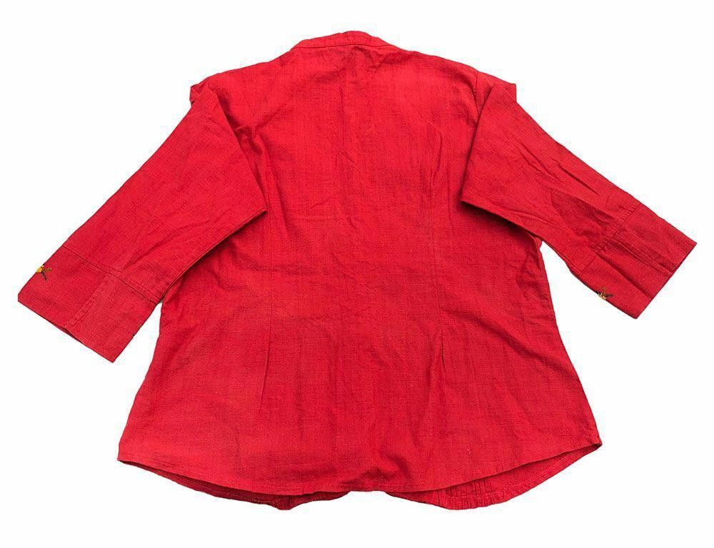 Designer Pre Owned Needle Point Embroidered Red Hand Made Blouse G Size L / US 10 / IT 46 - 7 Thumbnail
