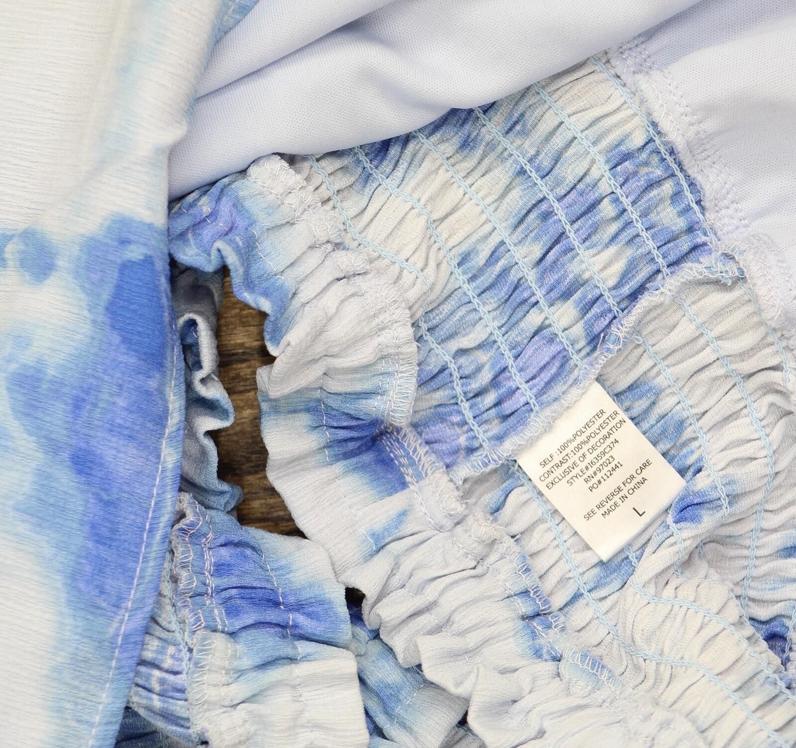 Other Nwt Miken Tie-dye Smocked Cover Up I6359c374 Heather Blue L Size ONE SIZE - 5 Thumbnail