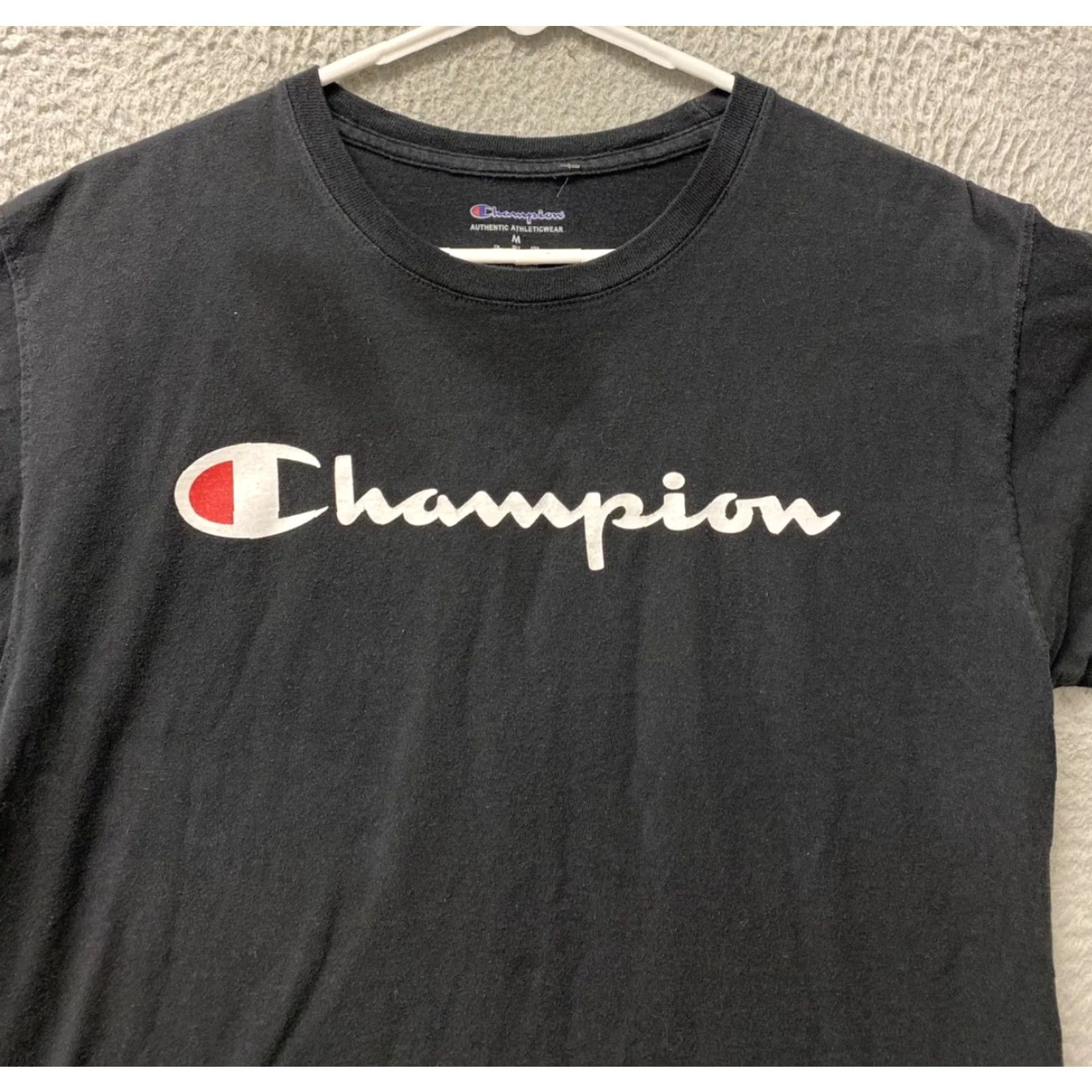 Champion Champion Men's Casual T-Shirt M Black Short Sleeve Spellout Logo Size US M / EU 48-50 / 2 - 2 Thumbnail