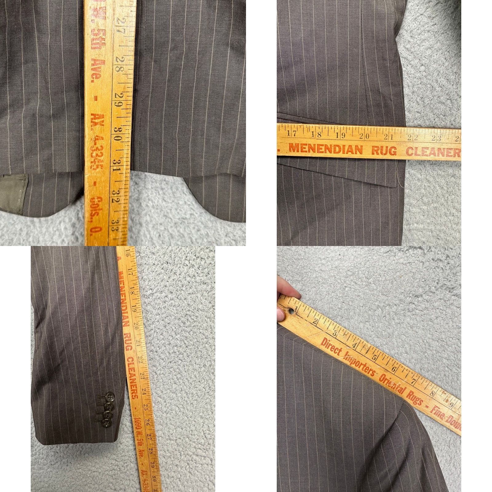 Banana Republic Banana Republic Blazer Sport Coat Mens 44R Grey Brown Pinstripes 3 Button Suit Size 44R - 8 Thumbnail
