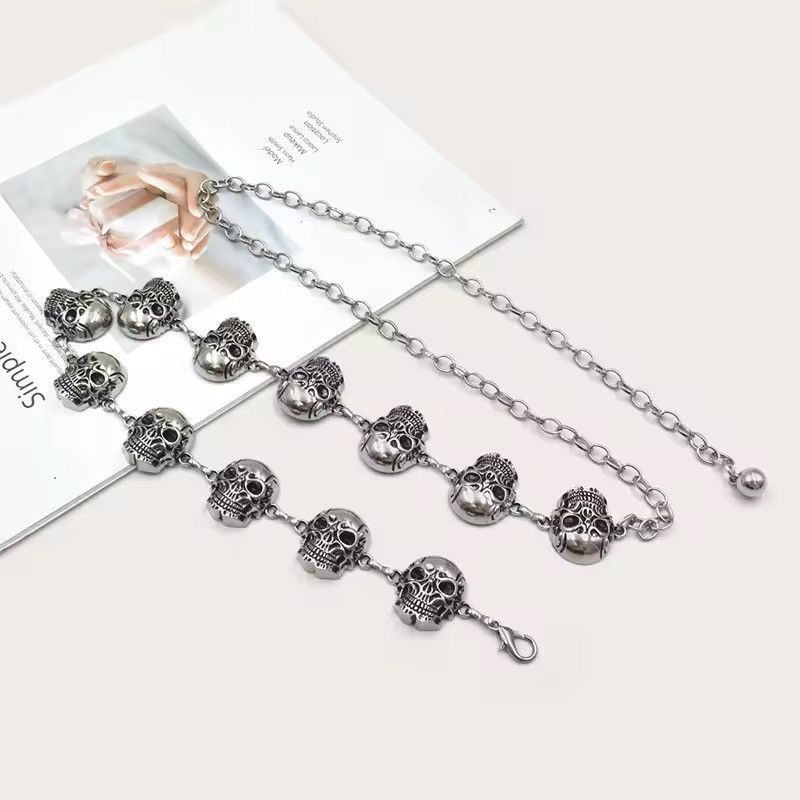 Jewelry Silver Chain Belt Skull Waist Designer Belts Size ONE SIZE - 3 Thumbnail