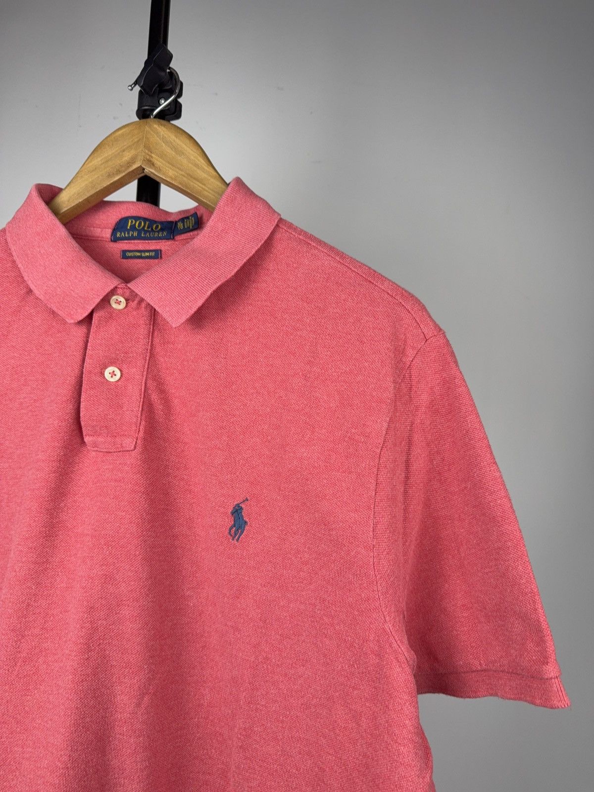 Polo Ralph Lauren Luxury 00s Polo Ralph Lauren Custom Slim Fit Pink Polo Shirt Size US XL / EU 56 / 4 - 2 Thumbnail