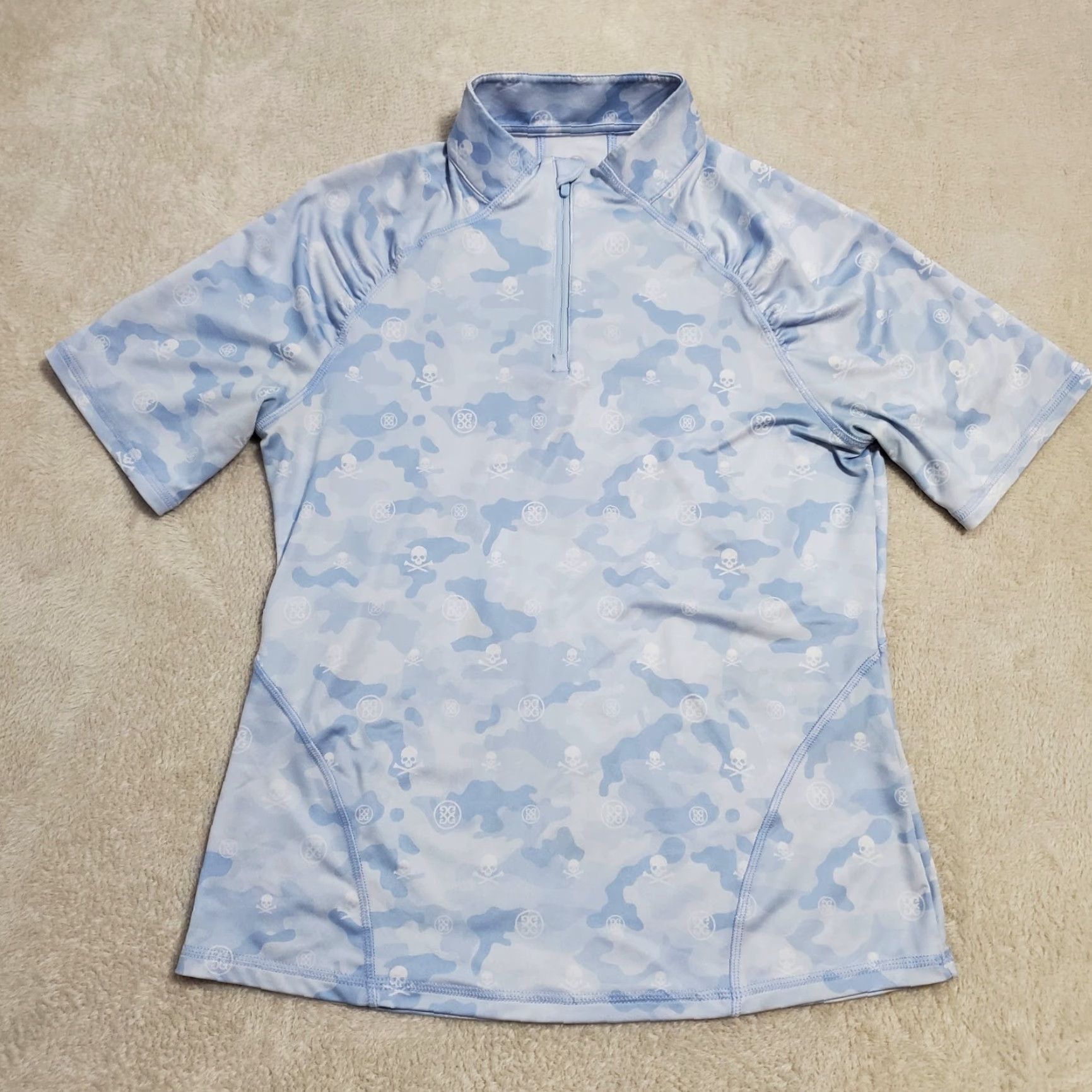 G/FORE G/Fore Skull Icon Camo Quarter Zip Top Women S Ice Blue Tech Jersey Golf Shirt Size S / US 4 / IT 40 - 2 Thumbnail