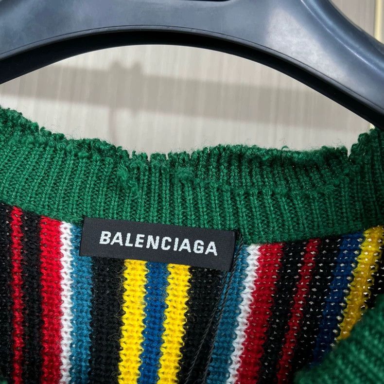 Balenciaga Balenciaga Striped Embroidered Letter Knitted Sweater Size US S / EU 44-46 / 1 - 5 Thumbnail