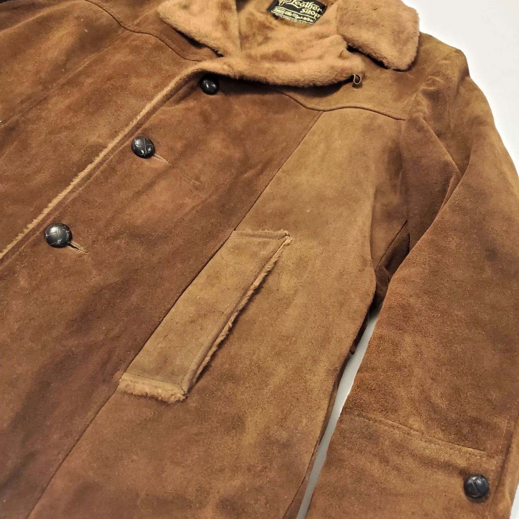 Sears VINTAGE SEARS Mens L Brown Suede Leather Rancher Western Lined Jacket Coat 70s Vtg 42 Size US L / EU 52-54 / 3 - 7 Thumbnail